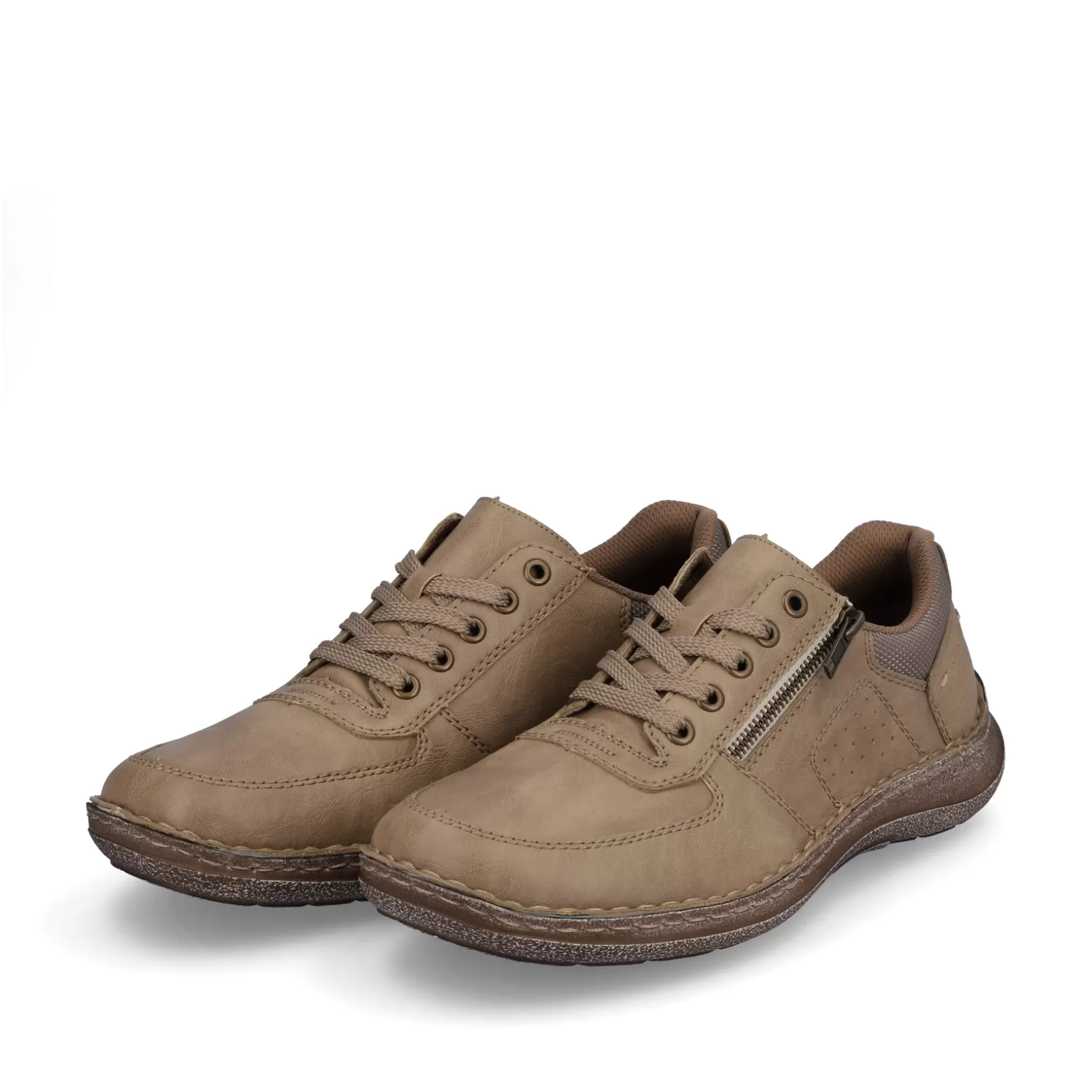 Men'S Lace-Up Shoes Brown Beige-Rieker Cheap