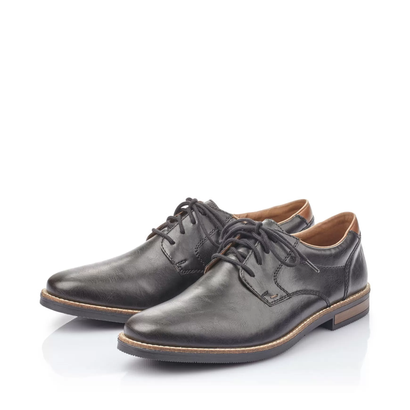 Men'S Lace-Up Shoes Glossy Black-Rieker Discount