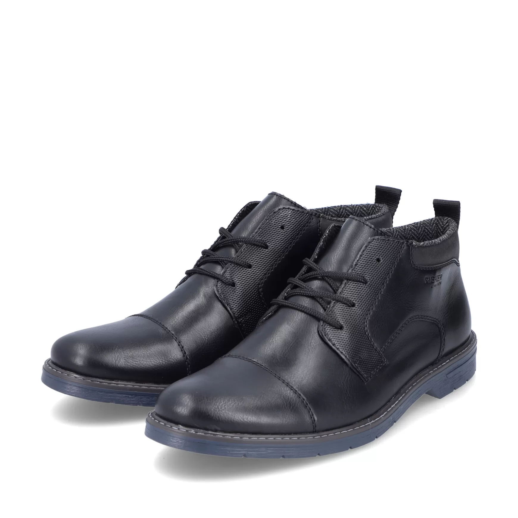 Men'S Lace-Up Shoes Glossy Black-Rieker Discount