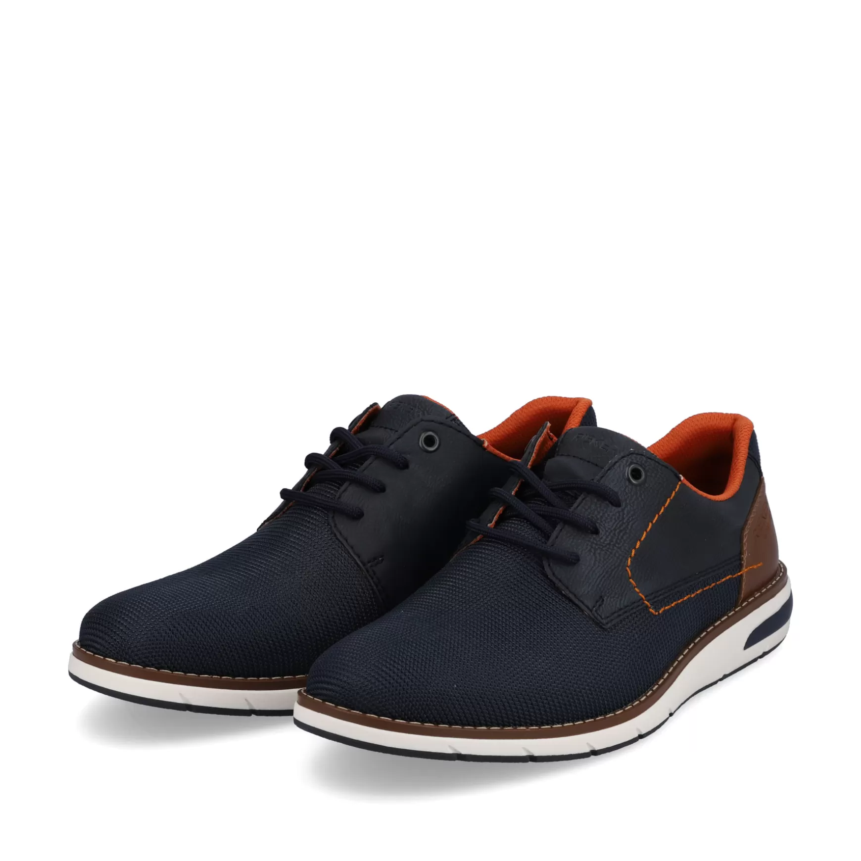 Men'S Lace-Up Shoes Navy Blue-Orange-Rieker Online