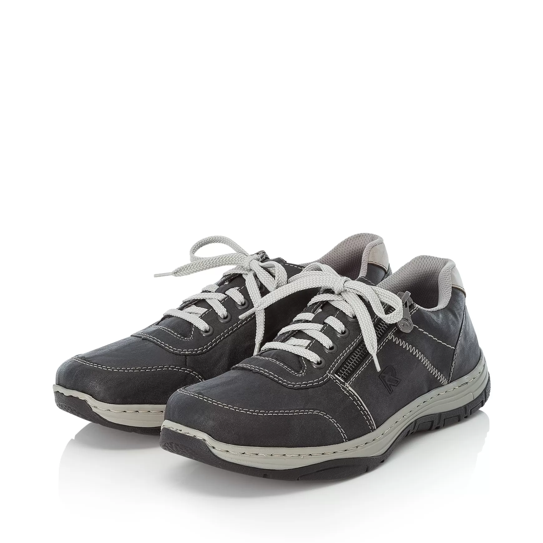 Men'S Lace-Up Shoes Steel Gray-White-Rieker Sale