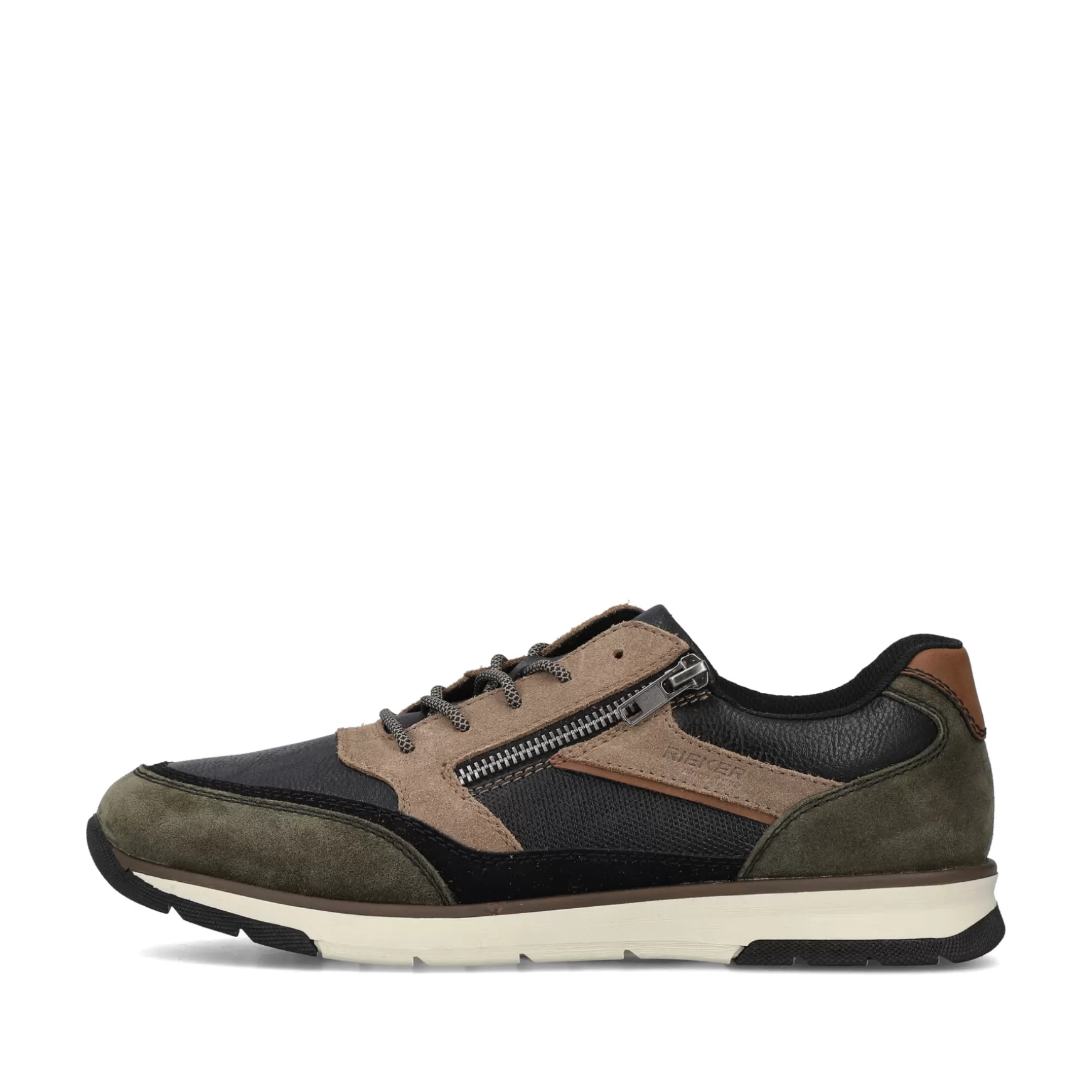 Men'S Low Sneaker Black-Beige-Green-Rieker New