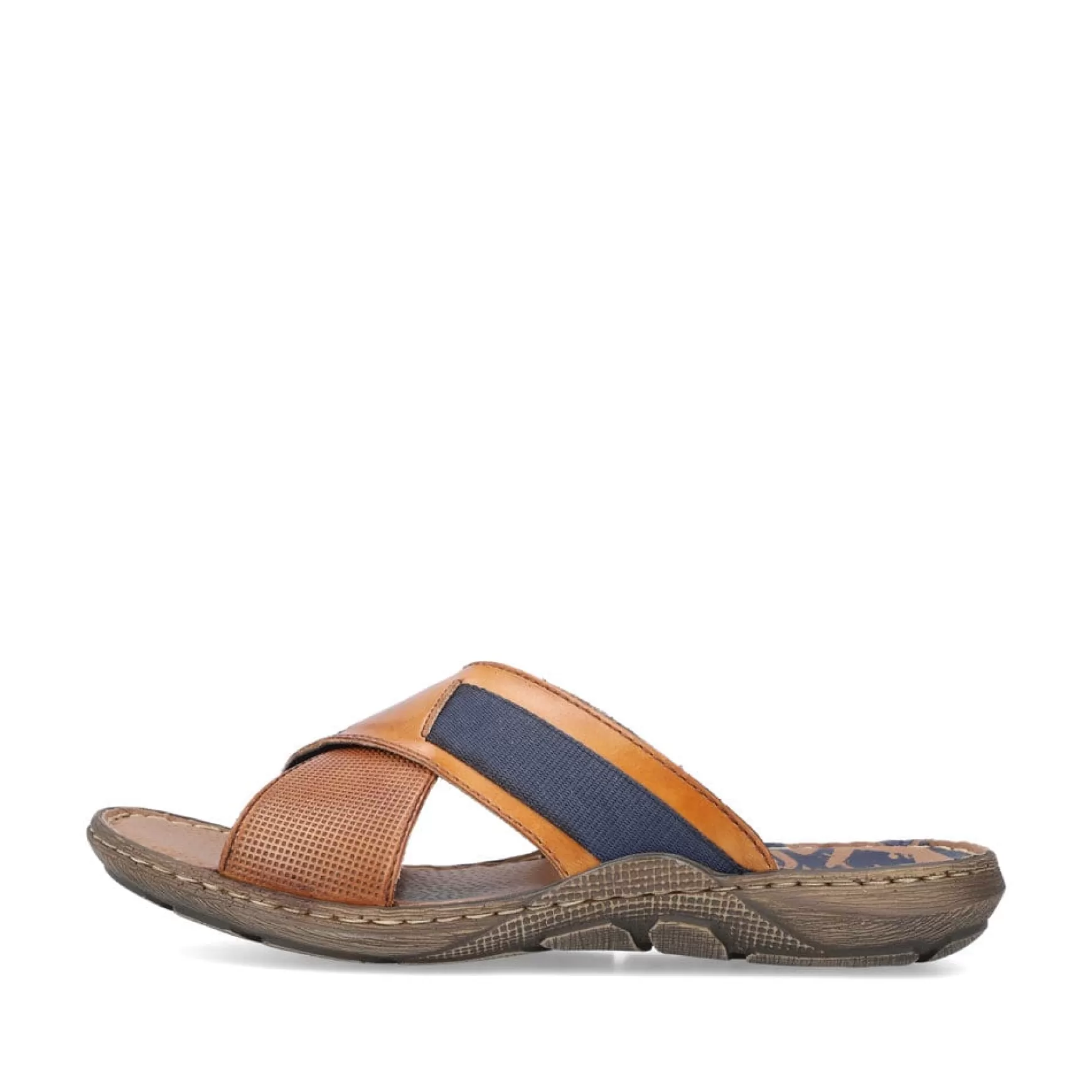 Men'S Mules Chestnut Brown-Royal Blue-Rieker Best