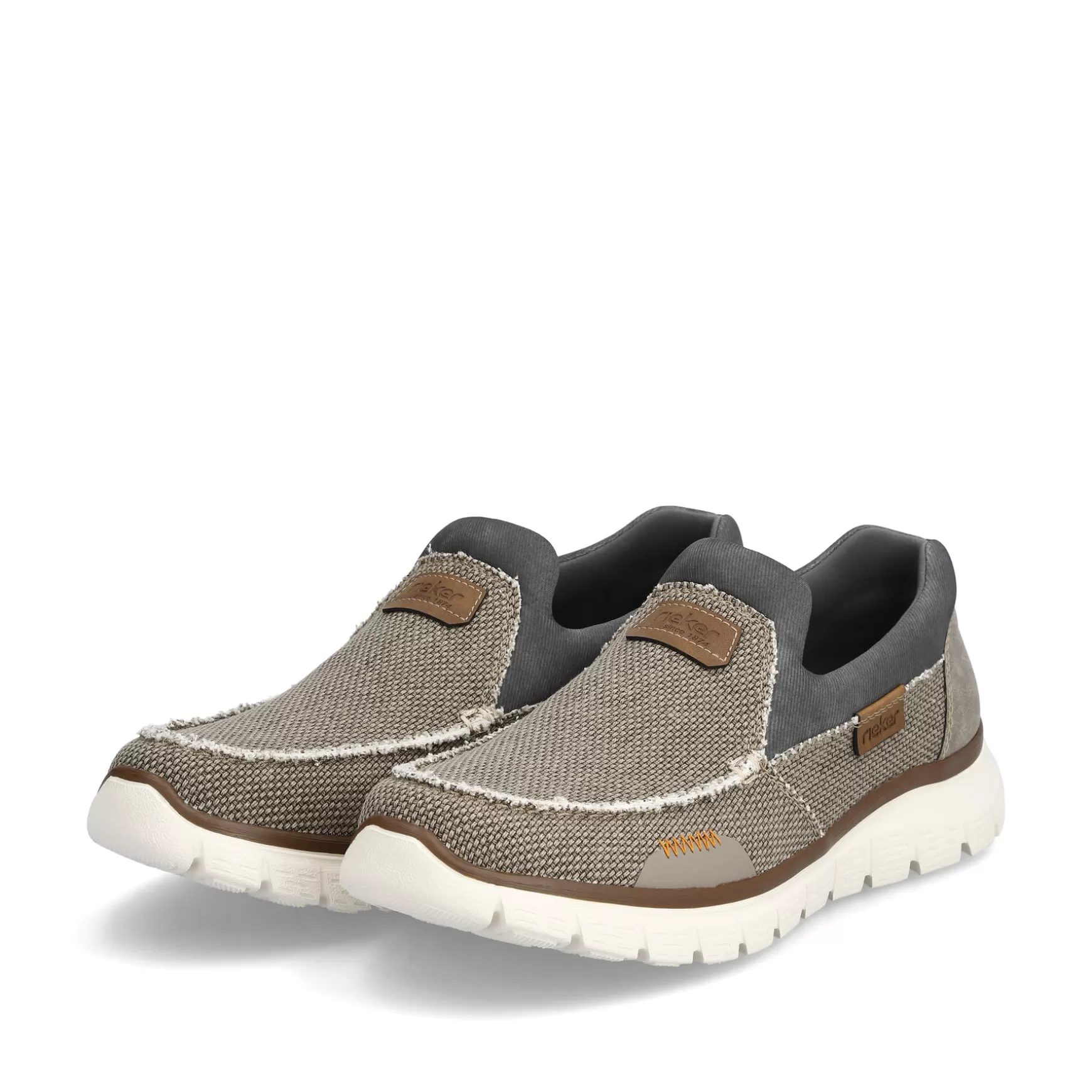 Men'S Slippers Beige-Gray-Rieker Clearance