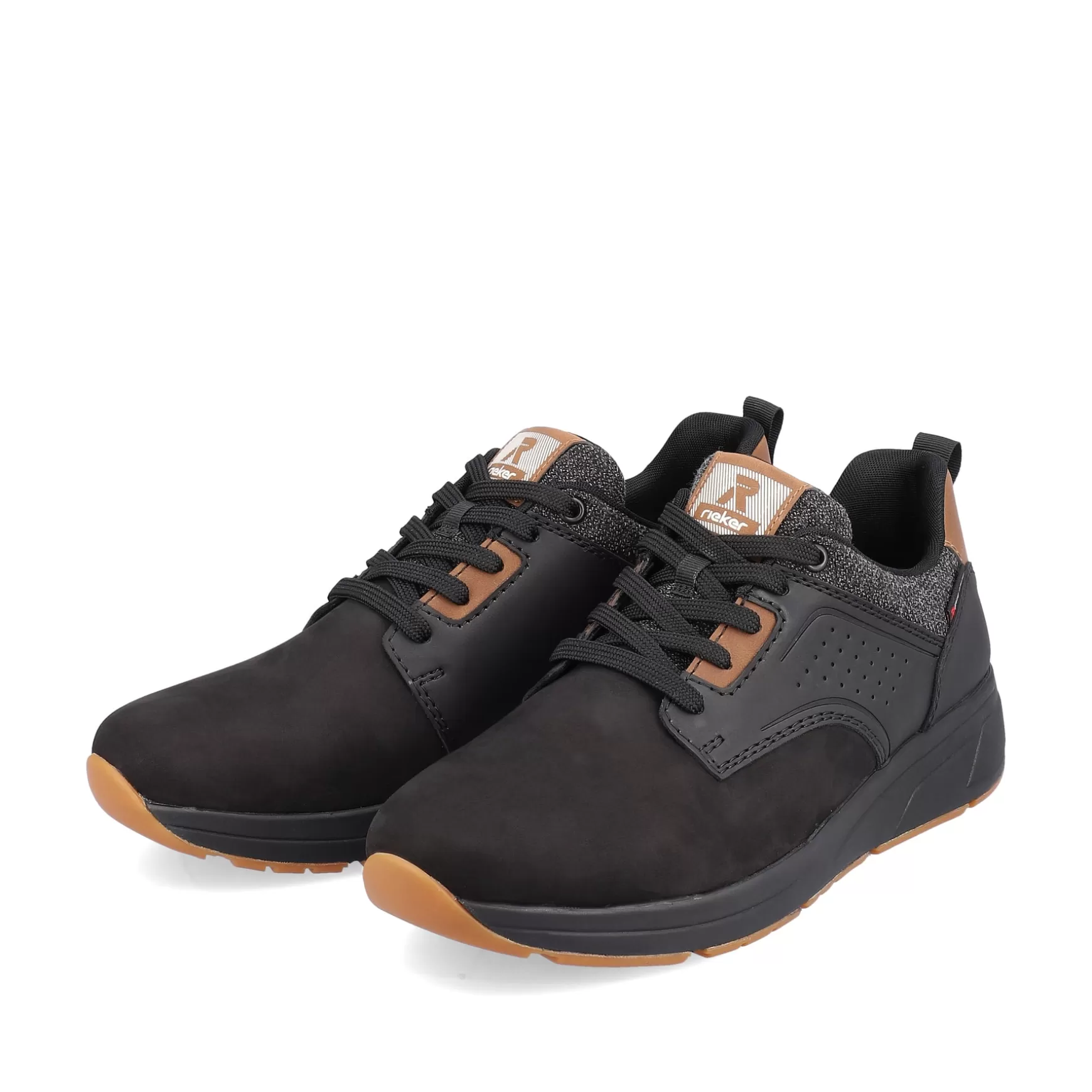 Men'S Sneaker Low Night-Black Wood-Brown-Rieker Fashion