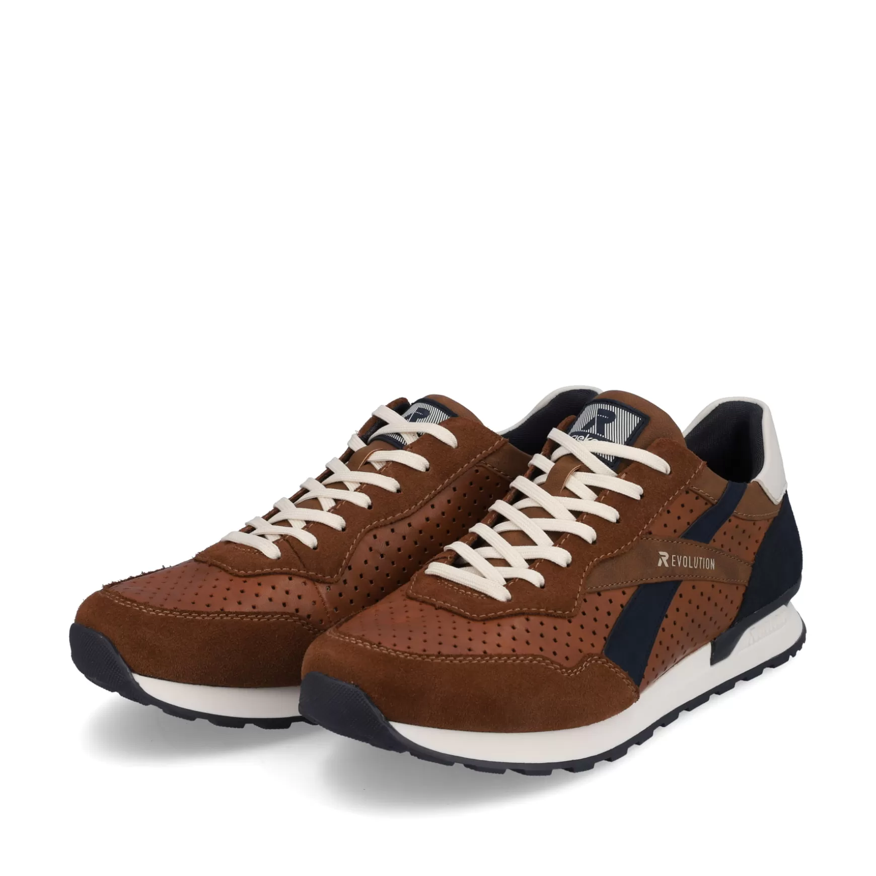 Men'S Sneaker Low Nut-Brown Ocean-Blue-Rieker Sale