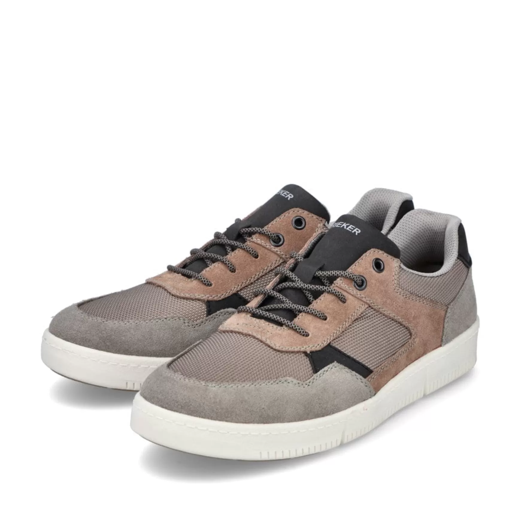 Men'S Sneaker Low Platinum Gray-Nut Brown-Rieker Clearance