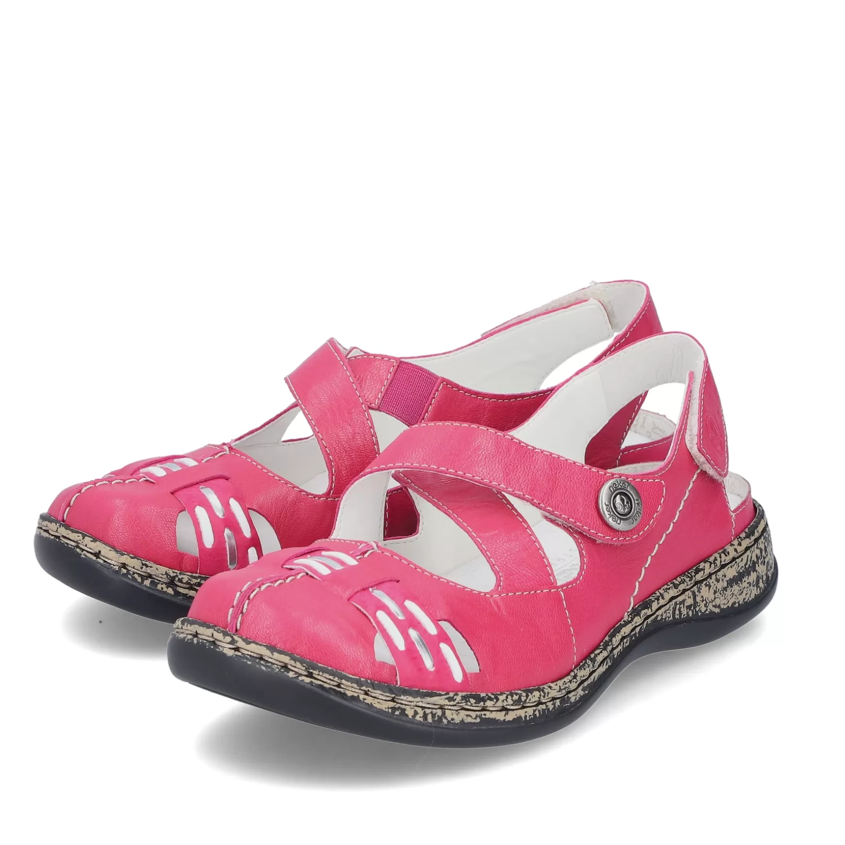 Women'S Ballerinas Red Pink-Rieker New