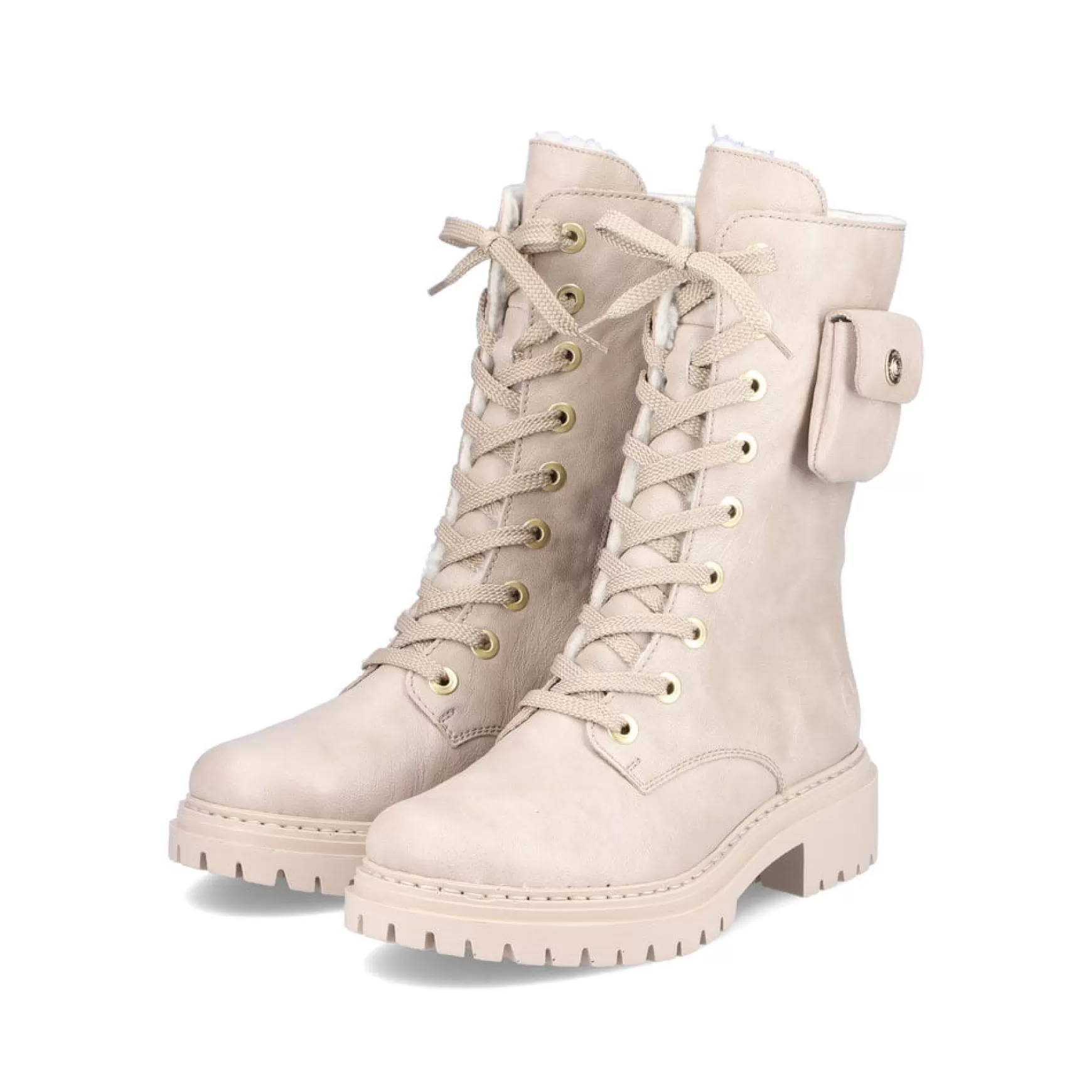 Women'S Biker Boots Cream Beige-Rieker Clearance