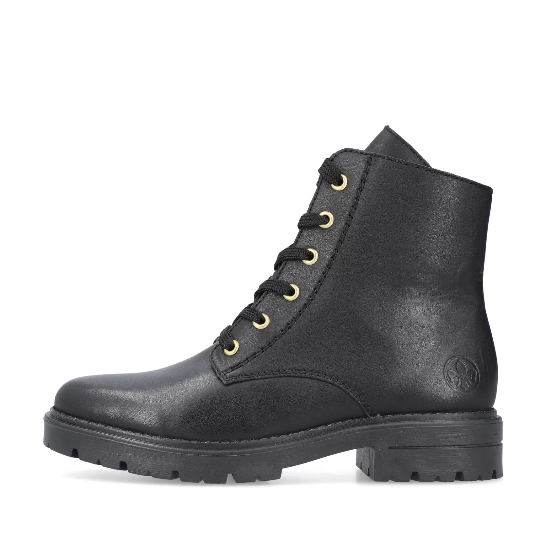 Women'S Biker Boots Glossy Black-Rieker Fashion