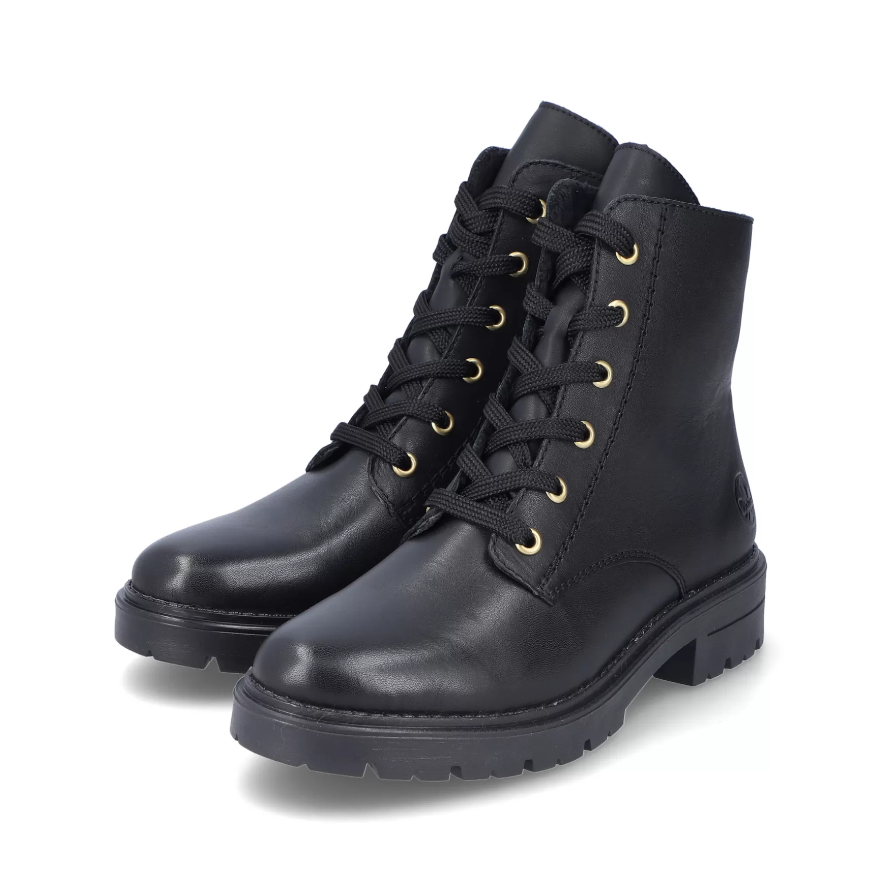 Women'S Biker Boots Glossy Black-Rieker Fashion