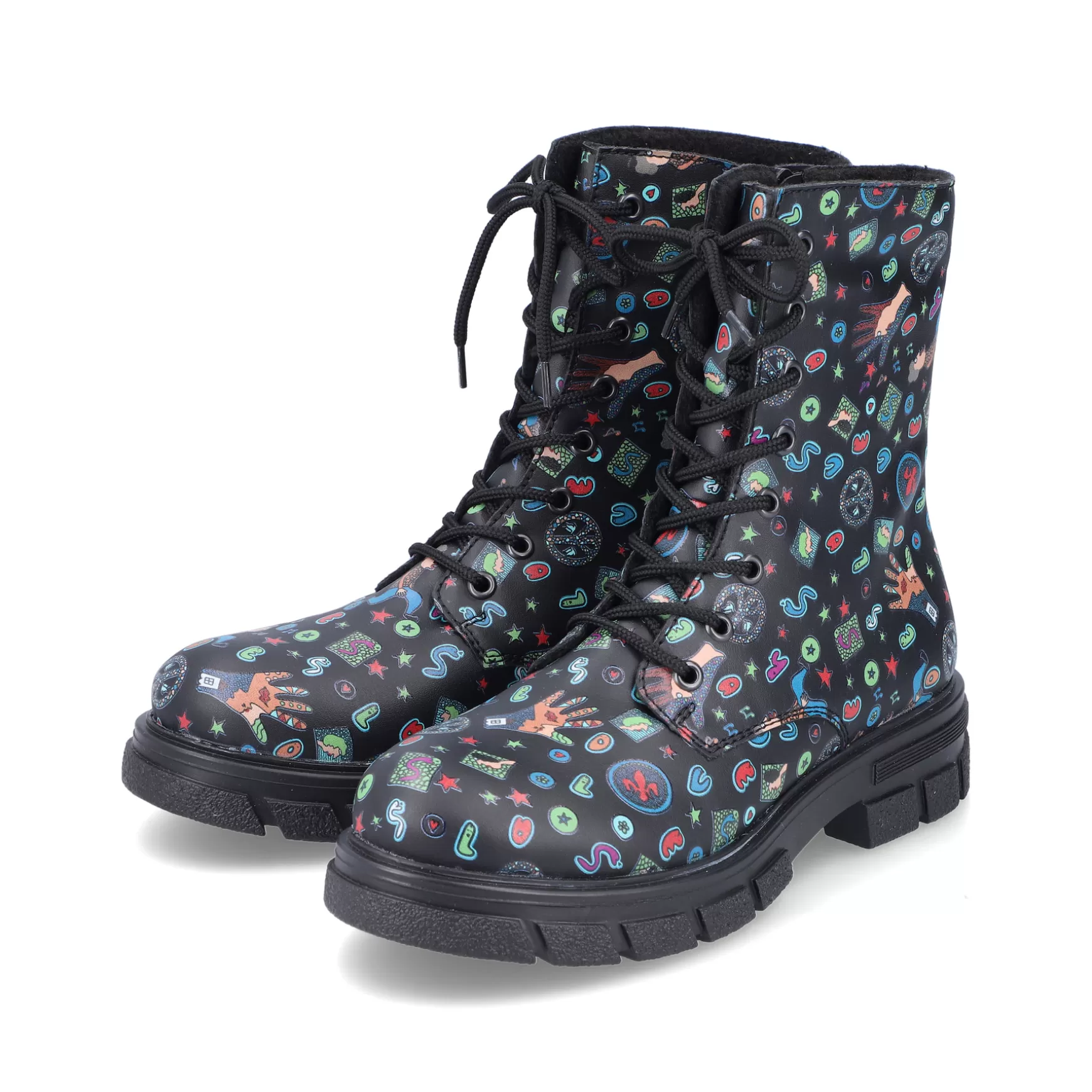 Women'S Biker Boots Multi-Black-Rieker New