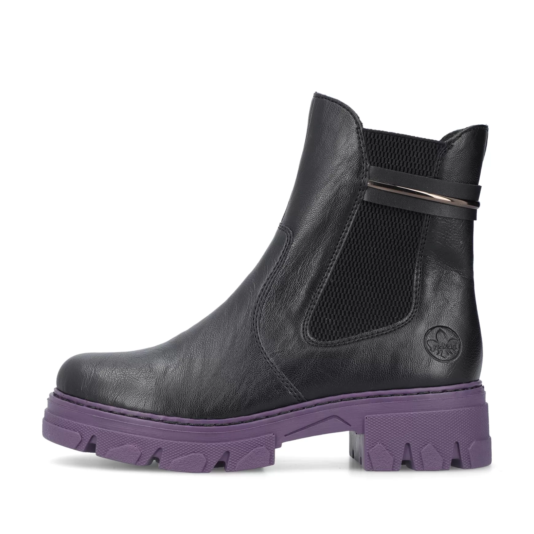 Women'S Biker Boots Night Black-Purple-Rieker Outlet