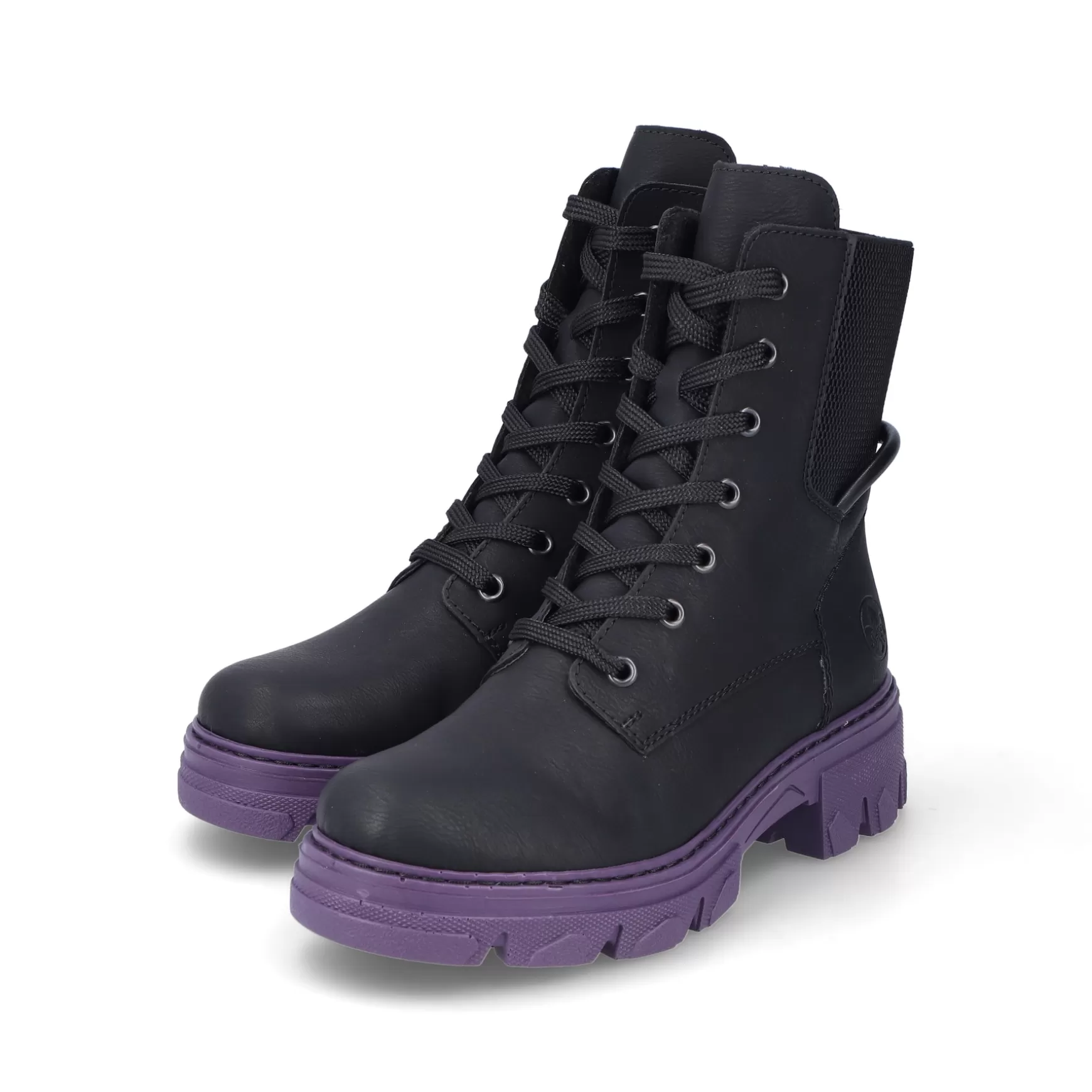 Women'S Biker Boots Night Black-Purple-Rieker New