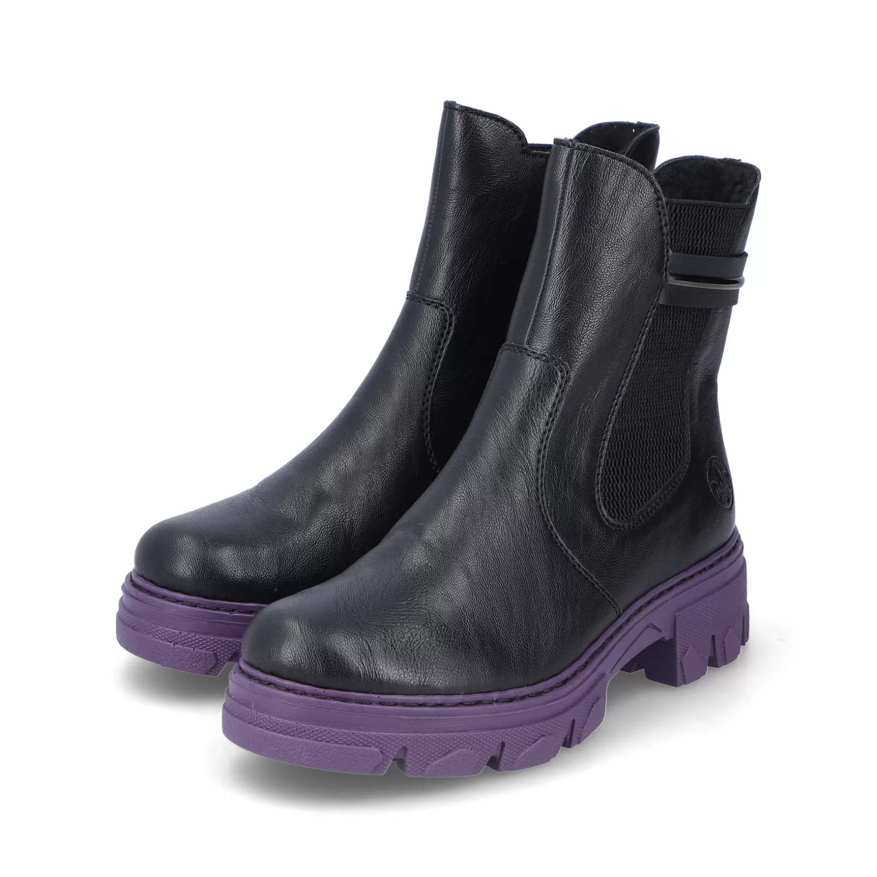 Women'S Biker Boots Night Black-Purple-Rieker Outlet