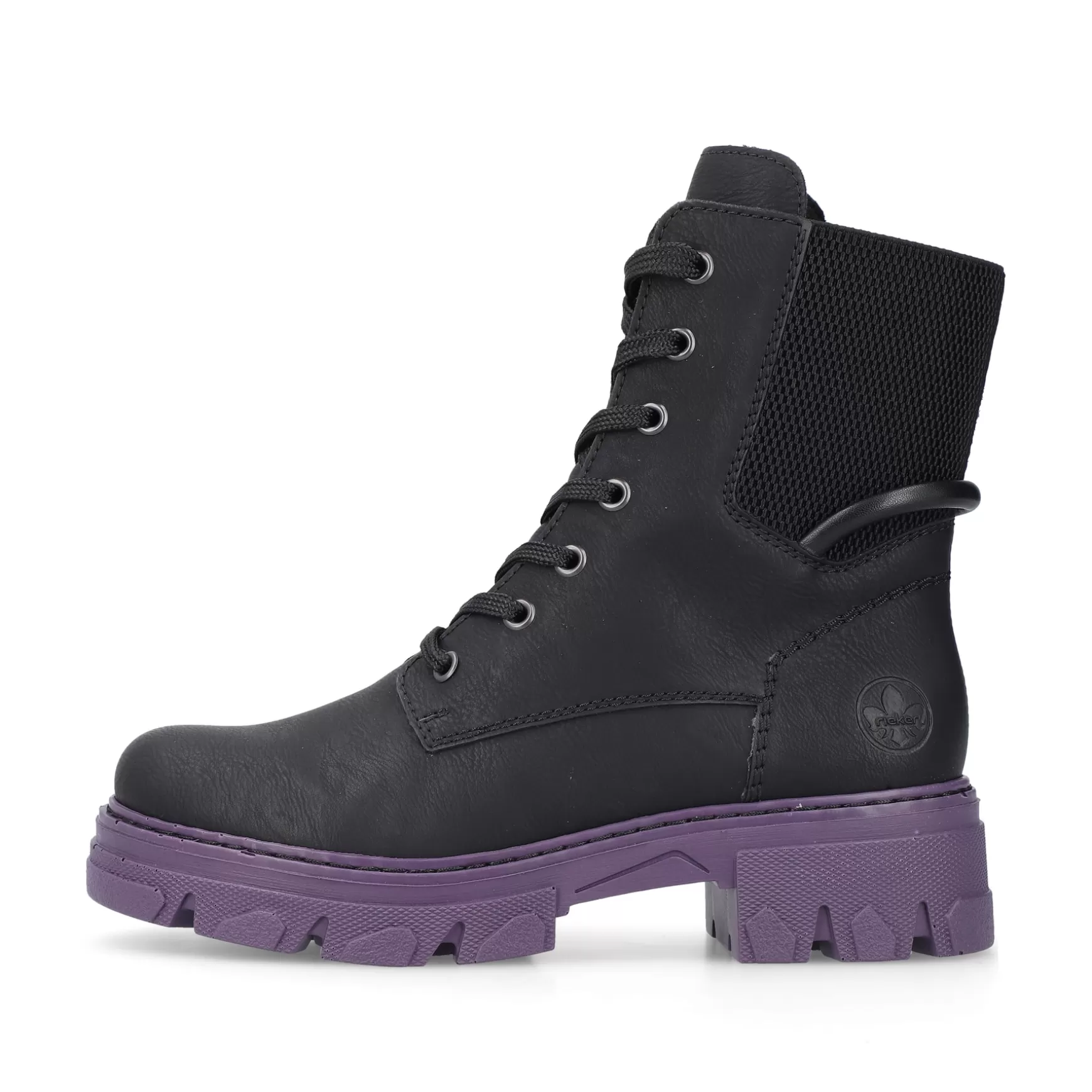 Women'S Biker Boots Night Black-Purple-Rieker New