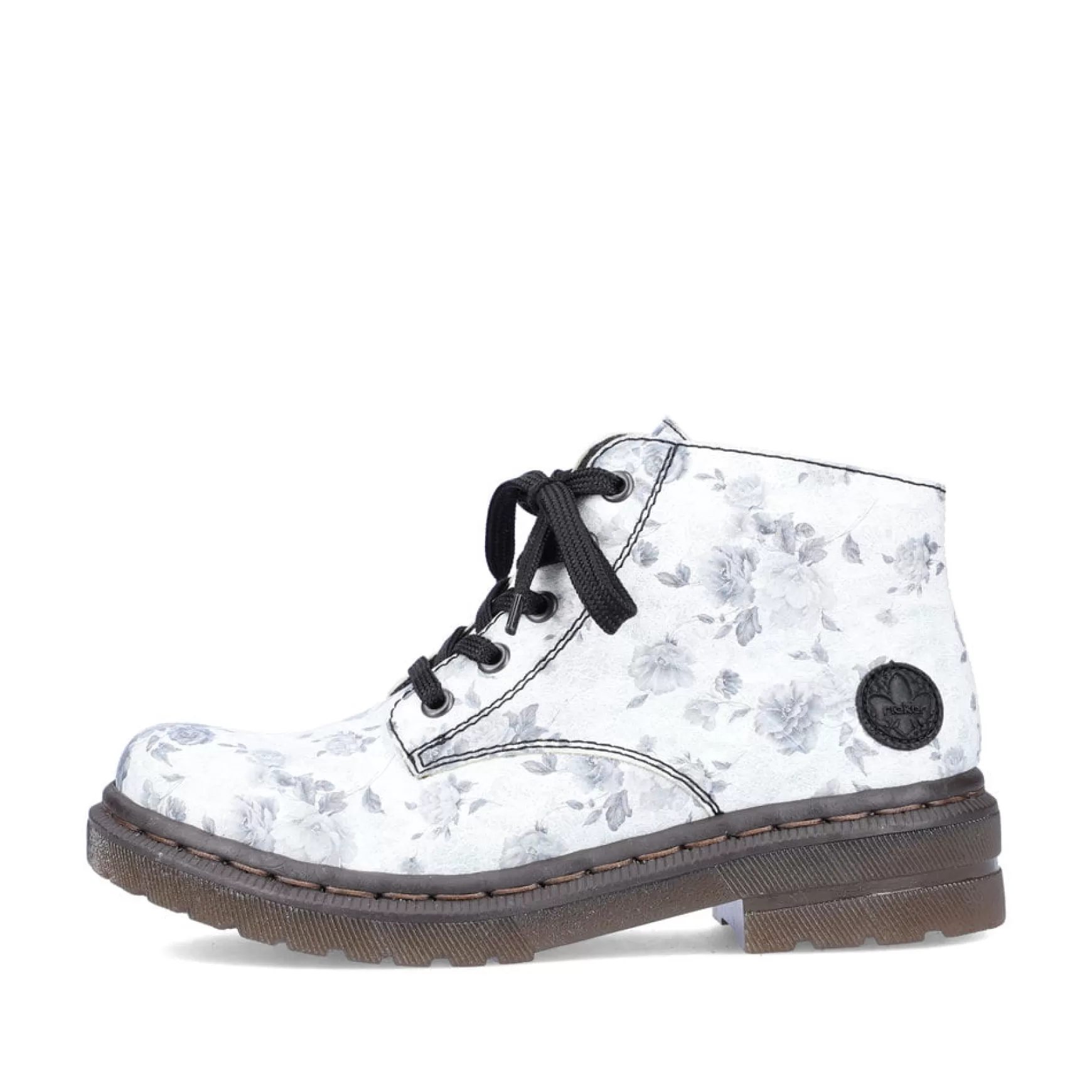 Women'S Biker Boots Silver White-Rieker Fashion