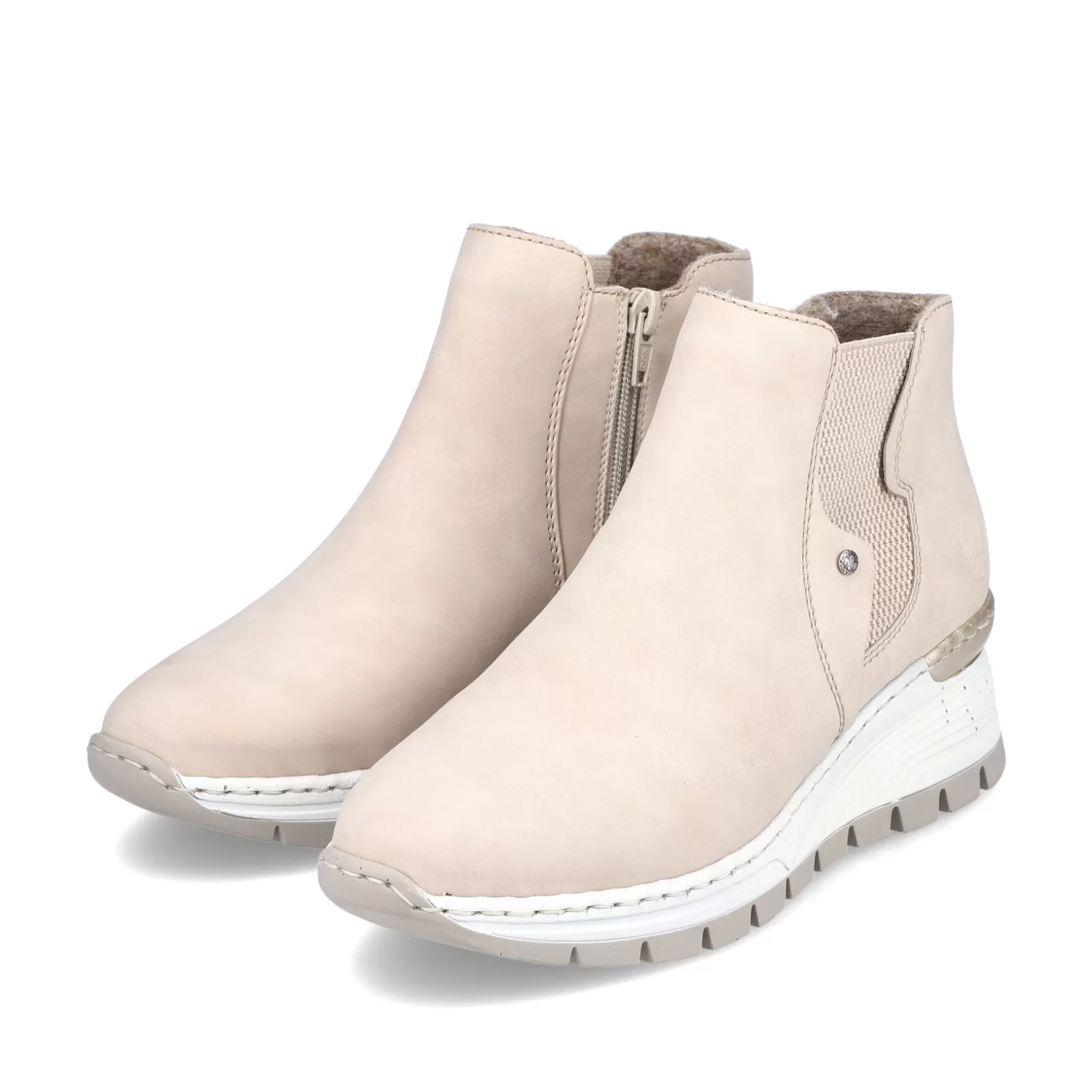 Women'S Chelsea Boots Cream Beige-Rieker New