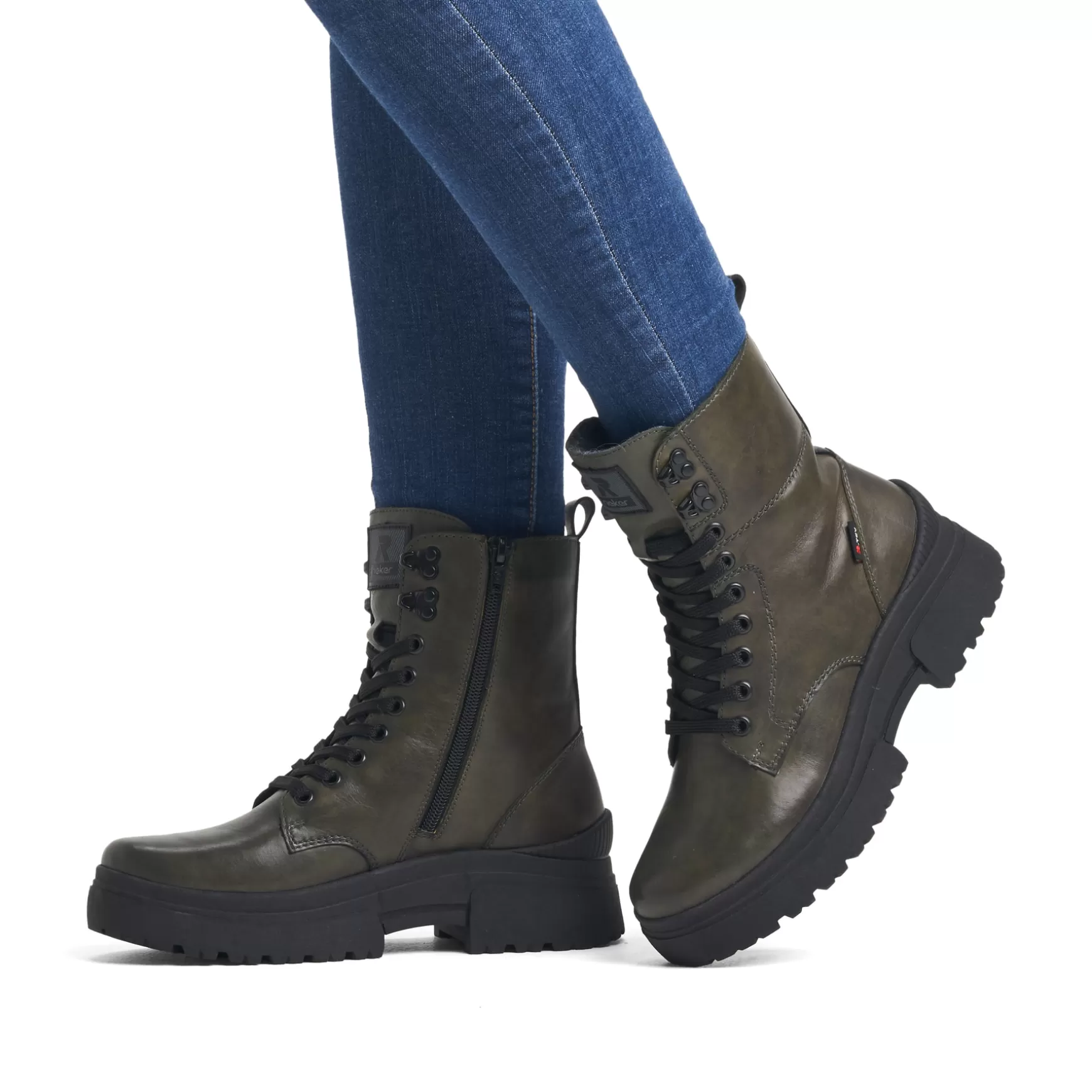 Women'S Corded Boots Army Green Black-Rieker New