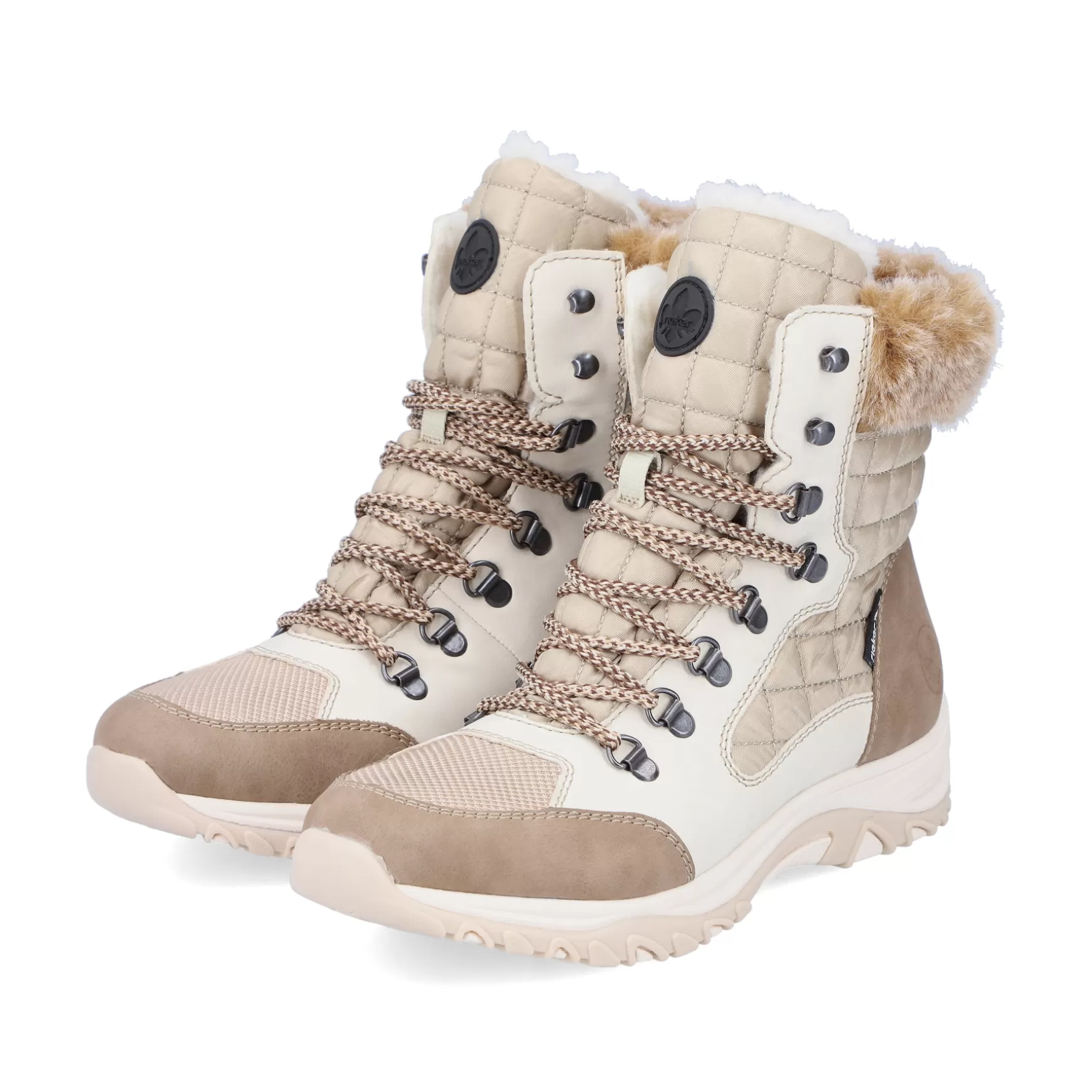 Women'S Corded Boots Brown Beige-Rieker Clearance