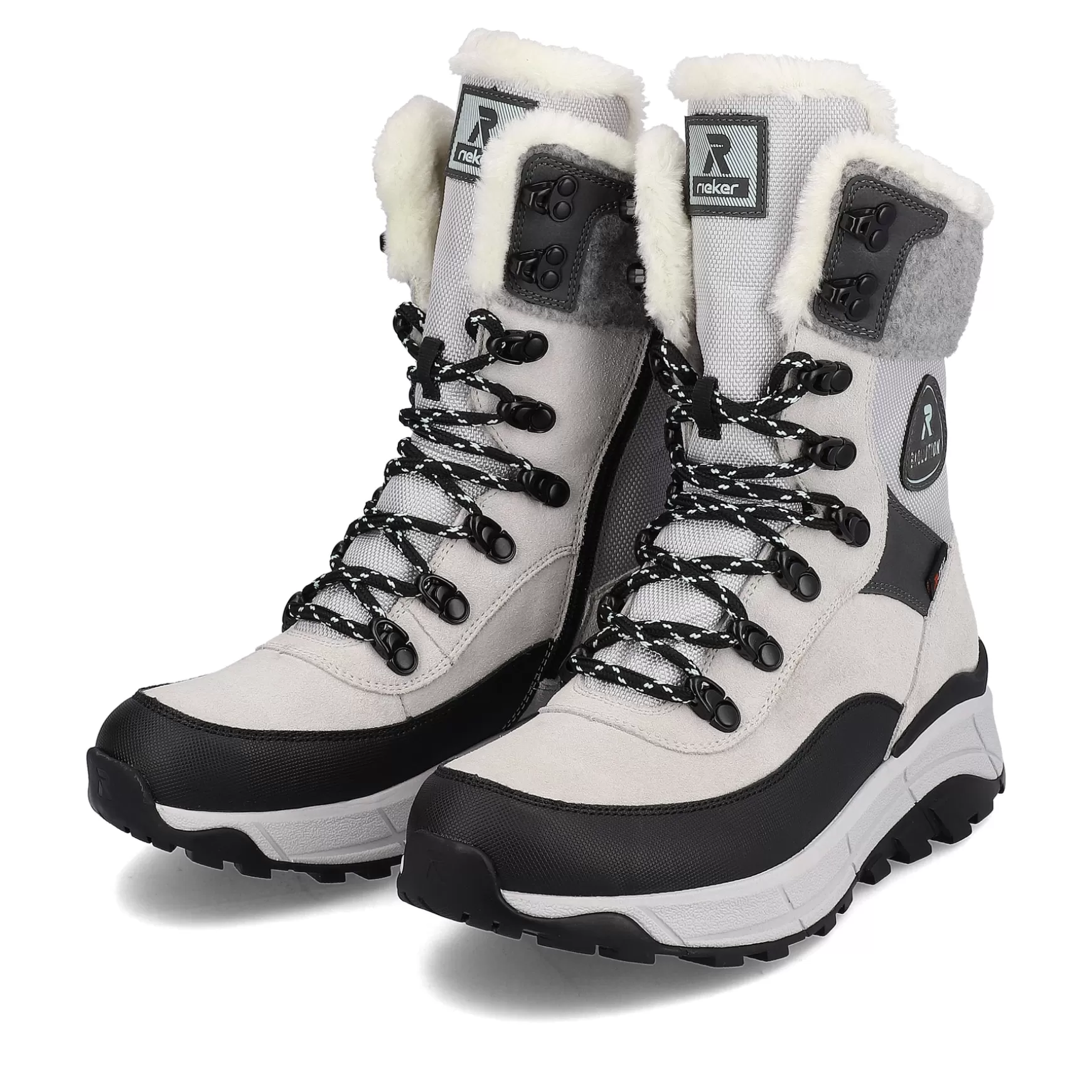 Women'S Corded Boots Creamy-White Black-Rieker Fashion