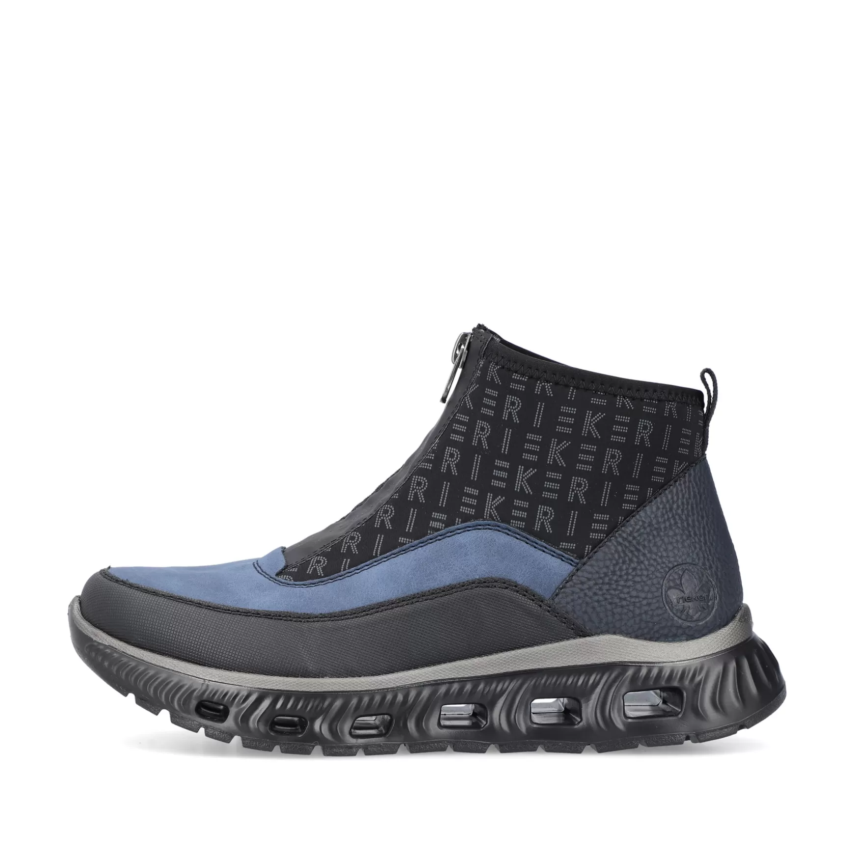 Women'S High Sneaker Asphalt Black-Ocean Blue-Rieker New