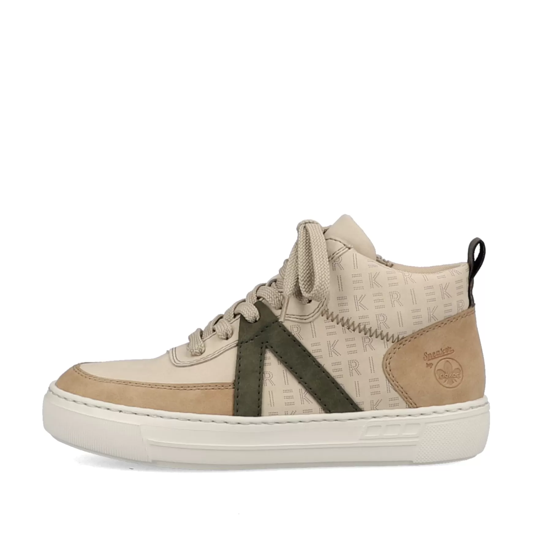 Women'S High Sneaker Cream Beige-Khaki Green-Rieker Flash Sale