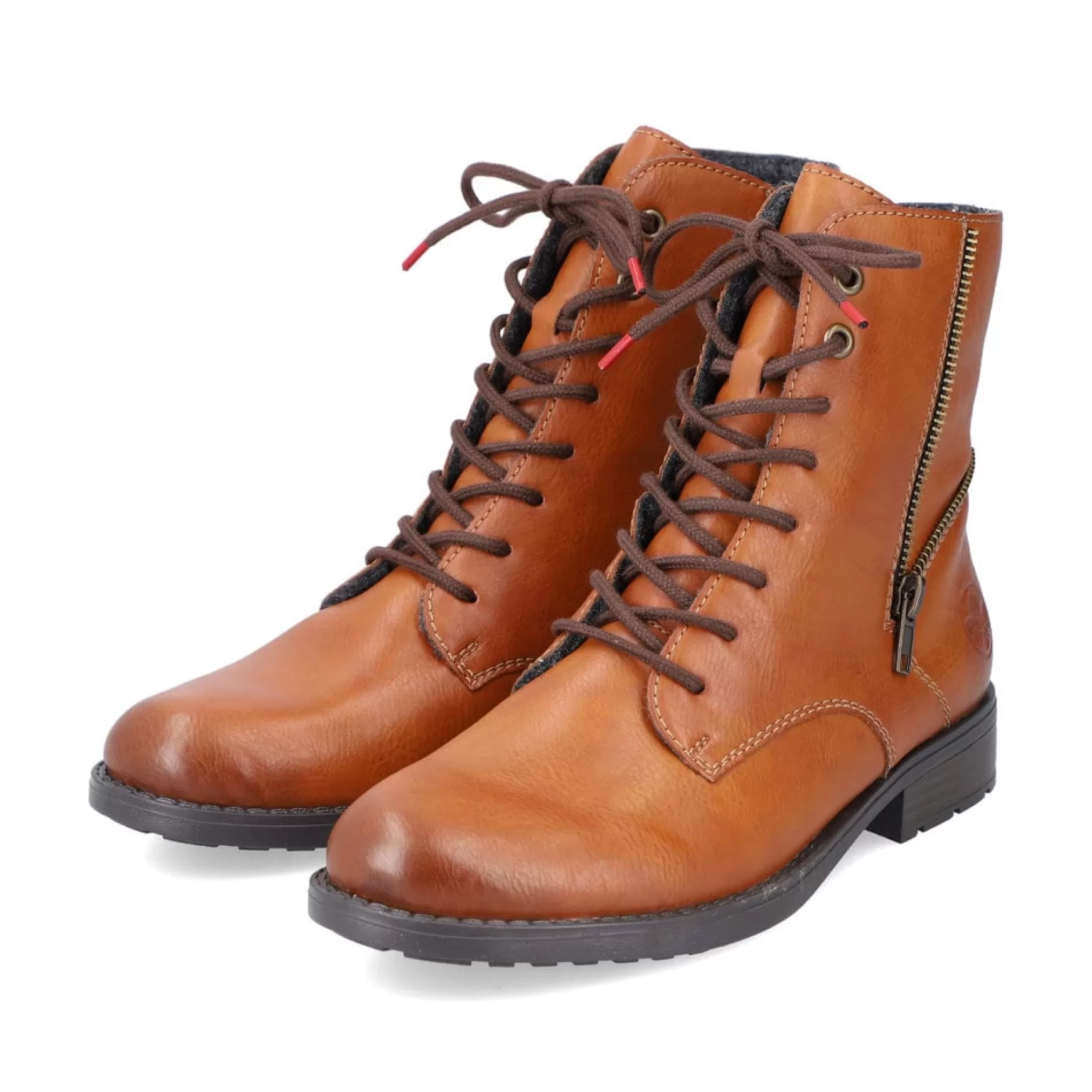 Women'S Laced Boots Caramel Brown-Rieker Best Sale