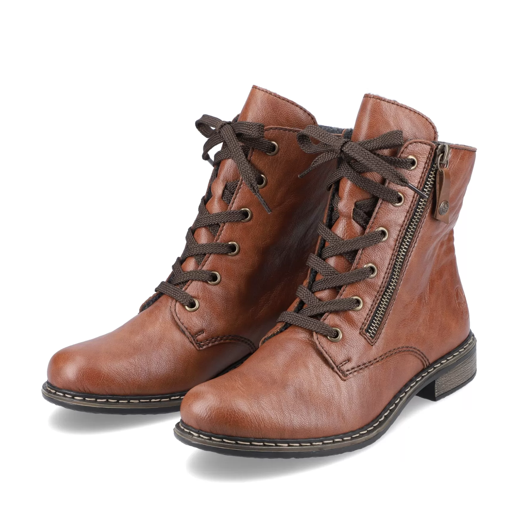 Women'S Laced Boots Caramel Brown-Rieker Clearance