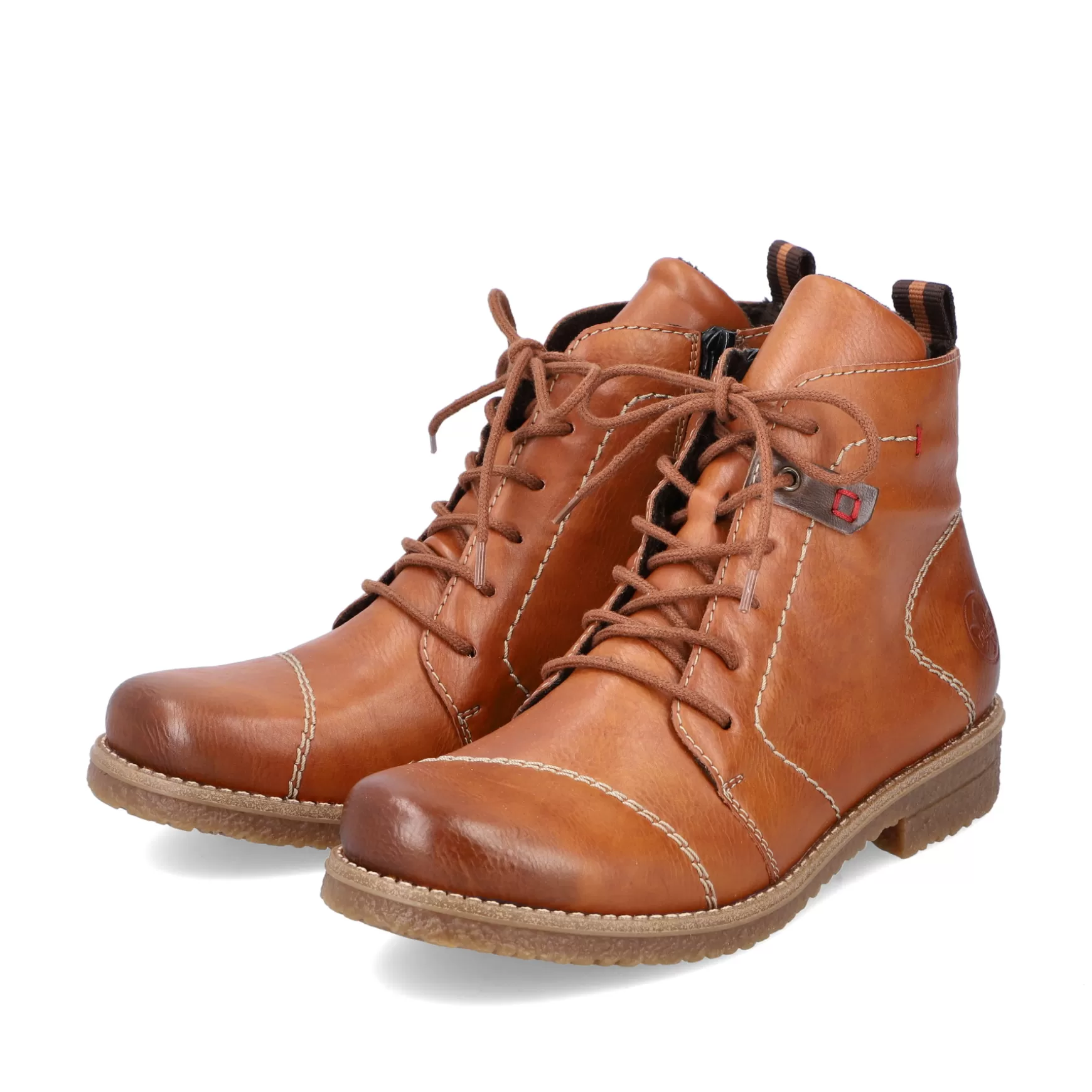 Women'S Laced Boots Caramel Brown-Rieker Discount