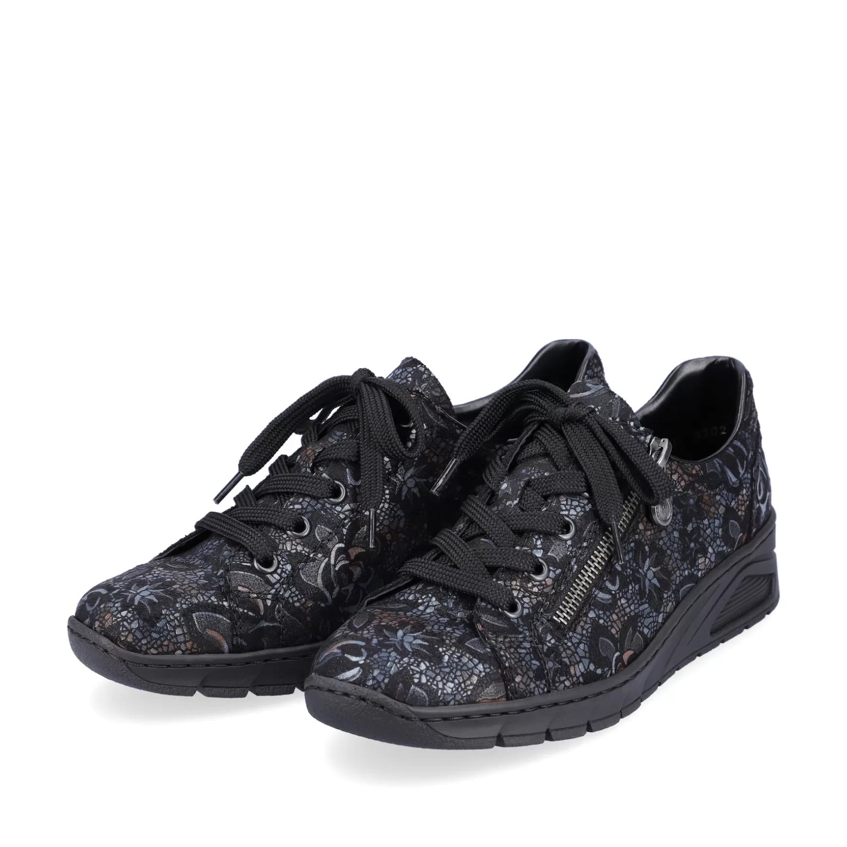 Women'S Lace-Up Shoes Black Metallic-Rieker Sale