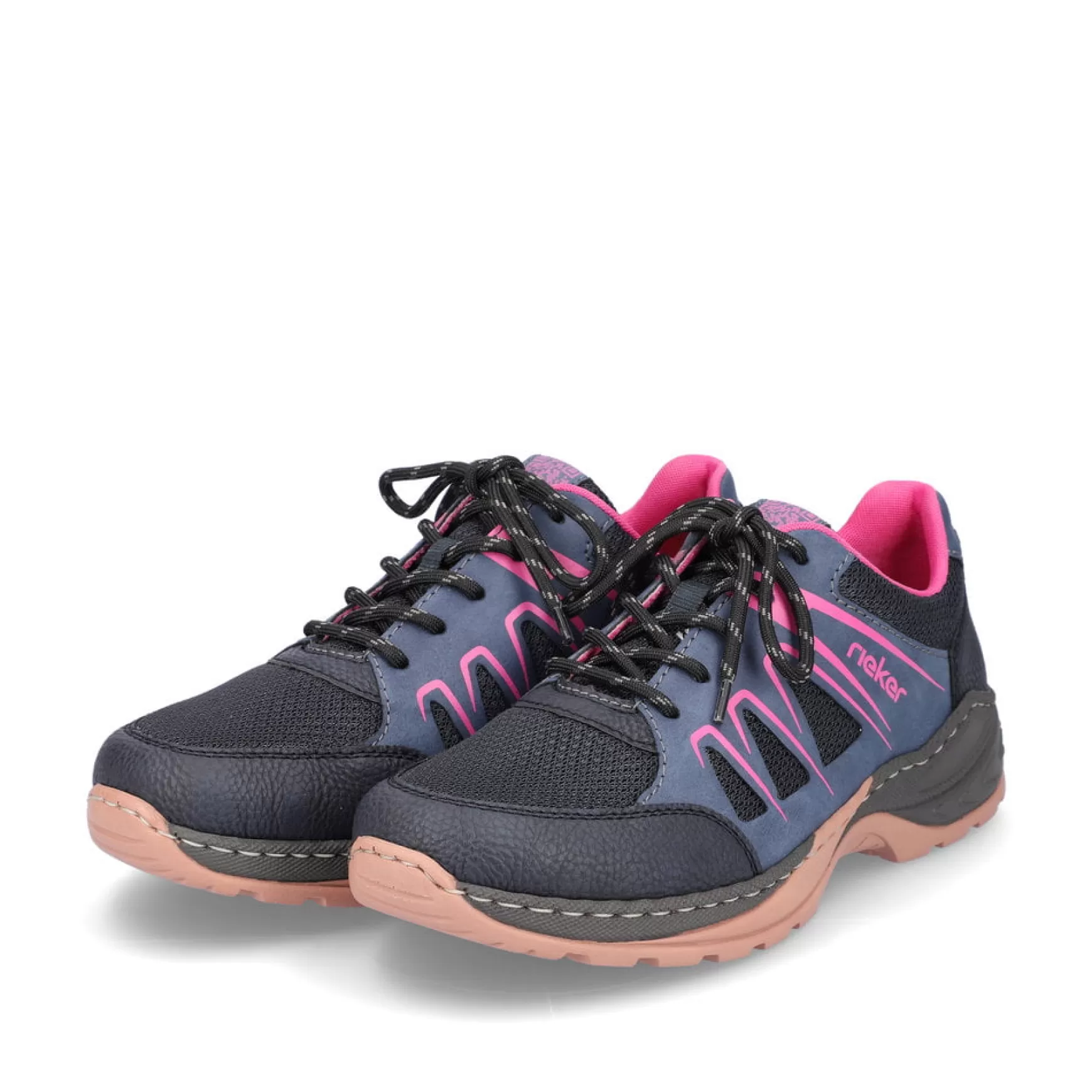 Women'S Lace-Up Shoes Navy Blue-Raspberry Red-Rieker Discount