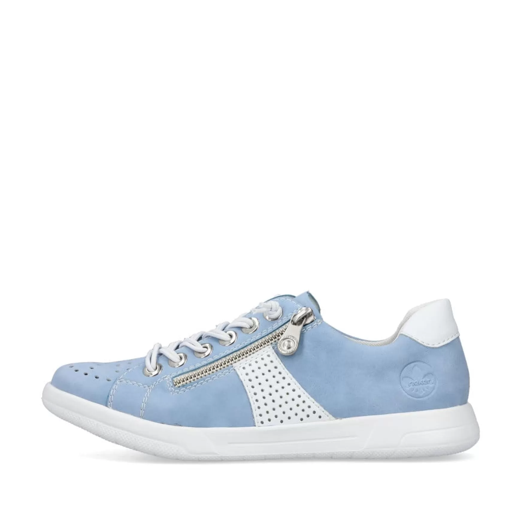 Women'S Lace-Up Shoes Sky Blue And White-Rieker New