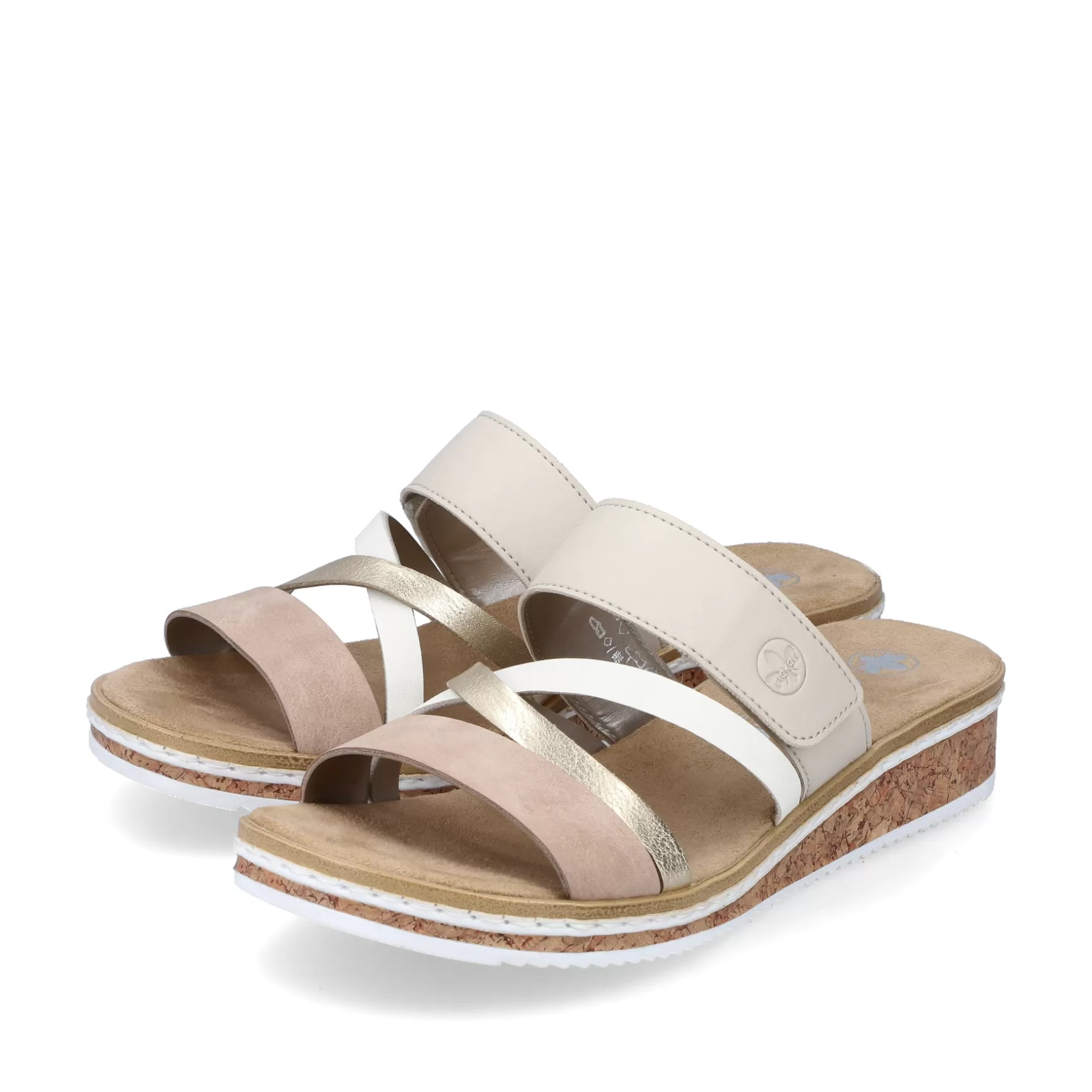 Women'S Mules Beige-Metallic-Rose-Rieker Discount