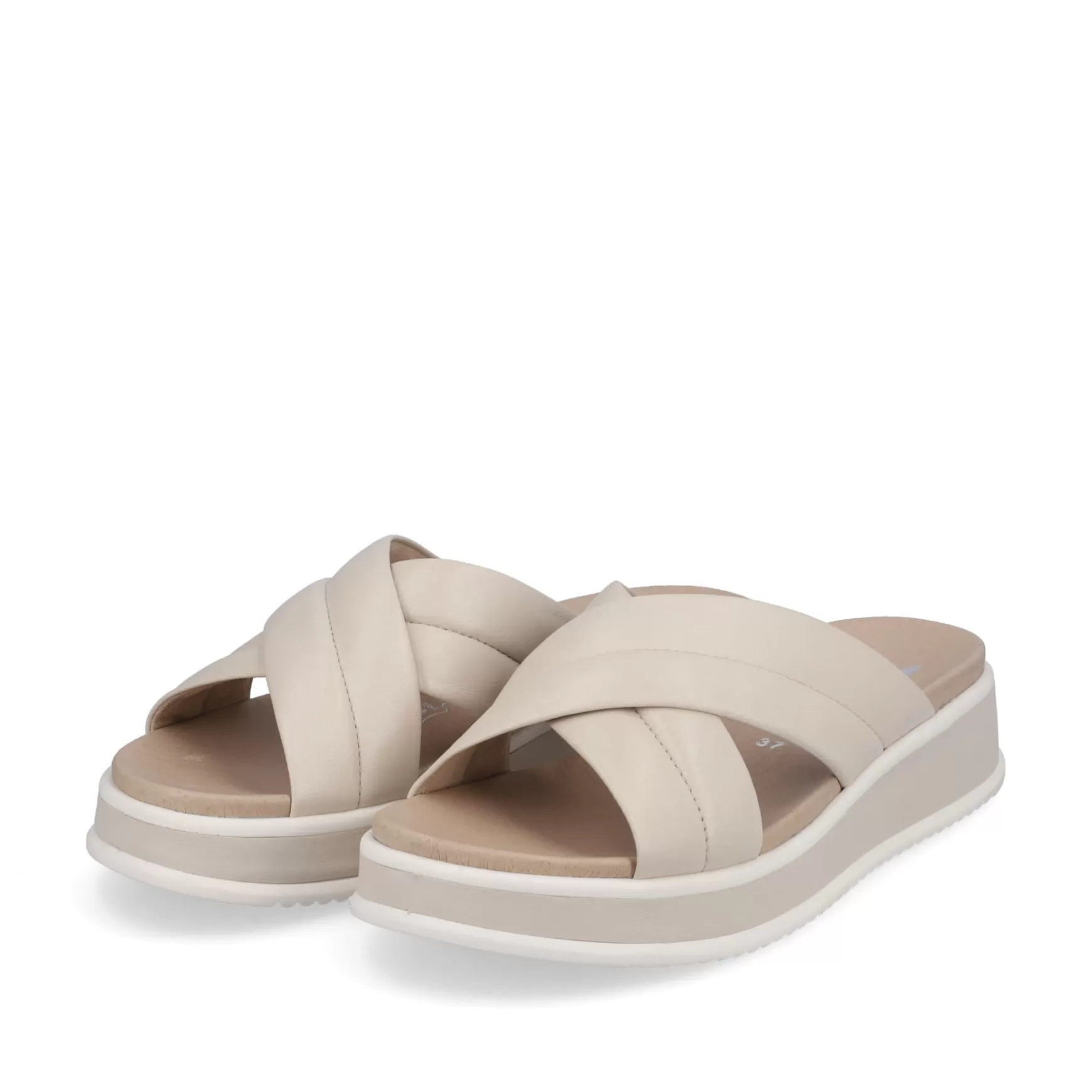 Women'S Mules Cream Beige-Rieker Fashion