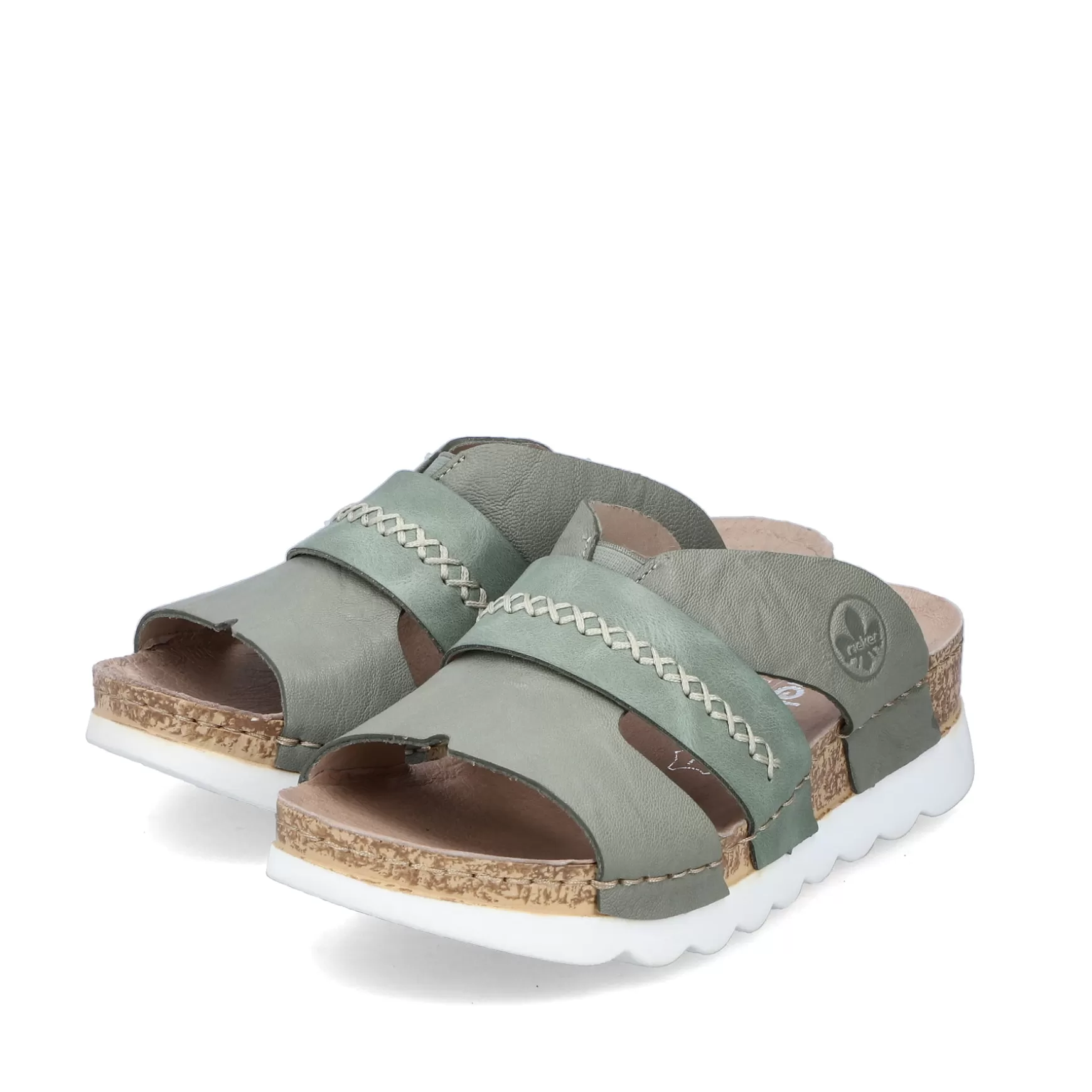 Women'S Mules Green Gray-Rieker Store