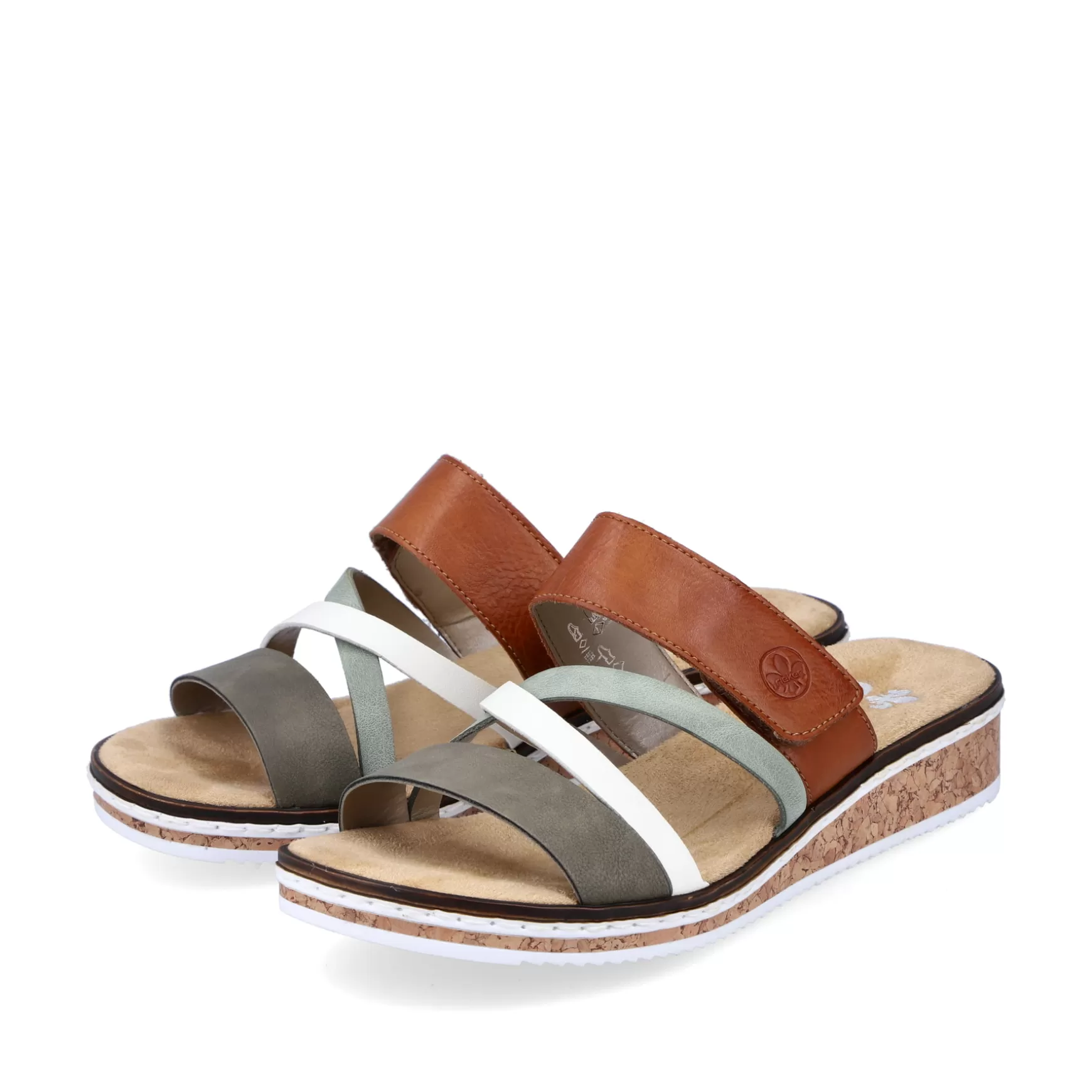 Women'S Mules Olive Green-Brown-White-Rieker Discount