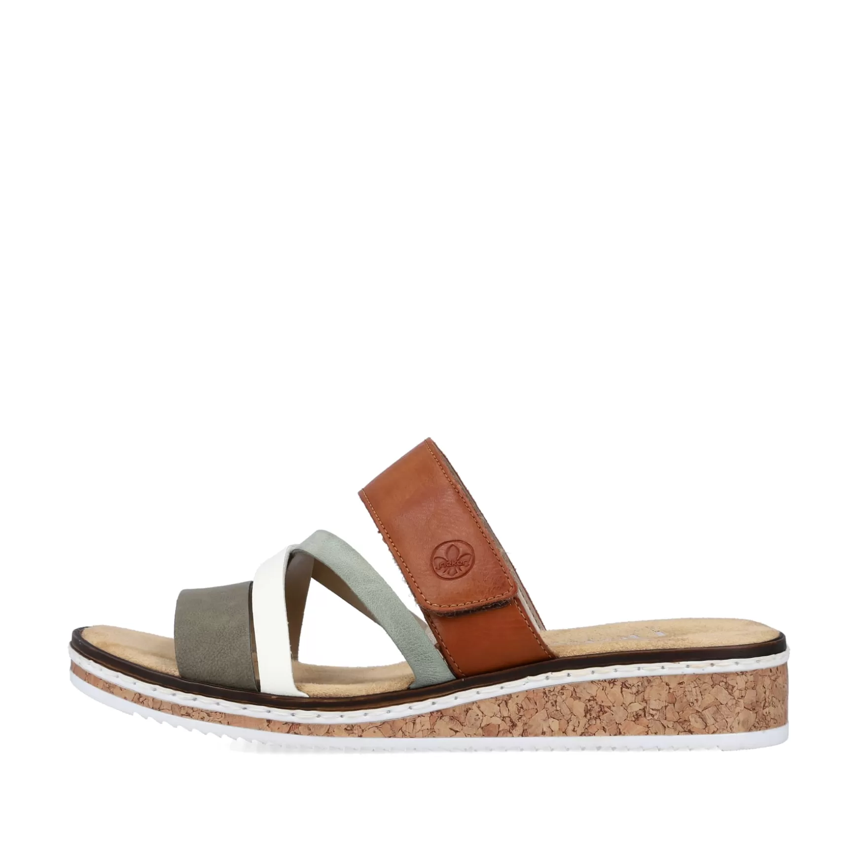 Women'S Mules Olive Green-Brown-White-Rieker Discount