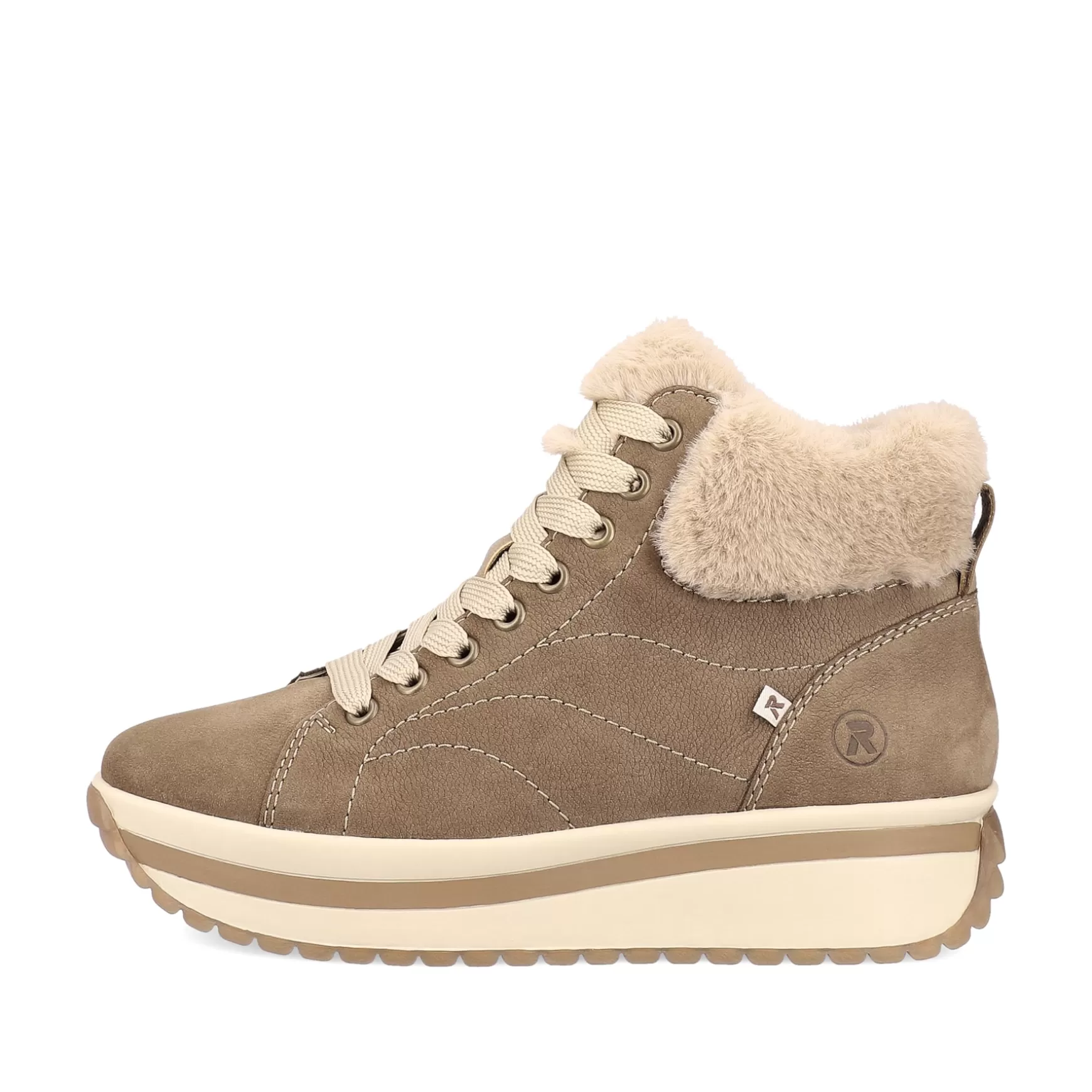 Women'S Sneaker High Caramel-Brown Cream-Beige-Rieker Clearance