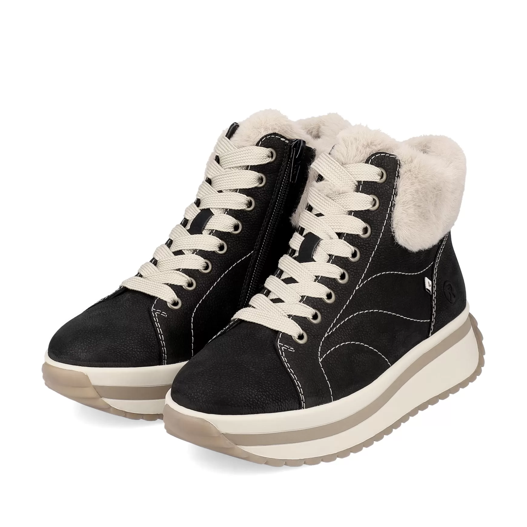 Women'S Sneaker High Night Black Cream Beige-Rieker Shop