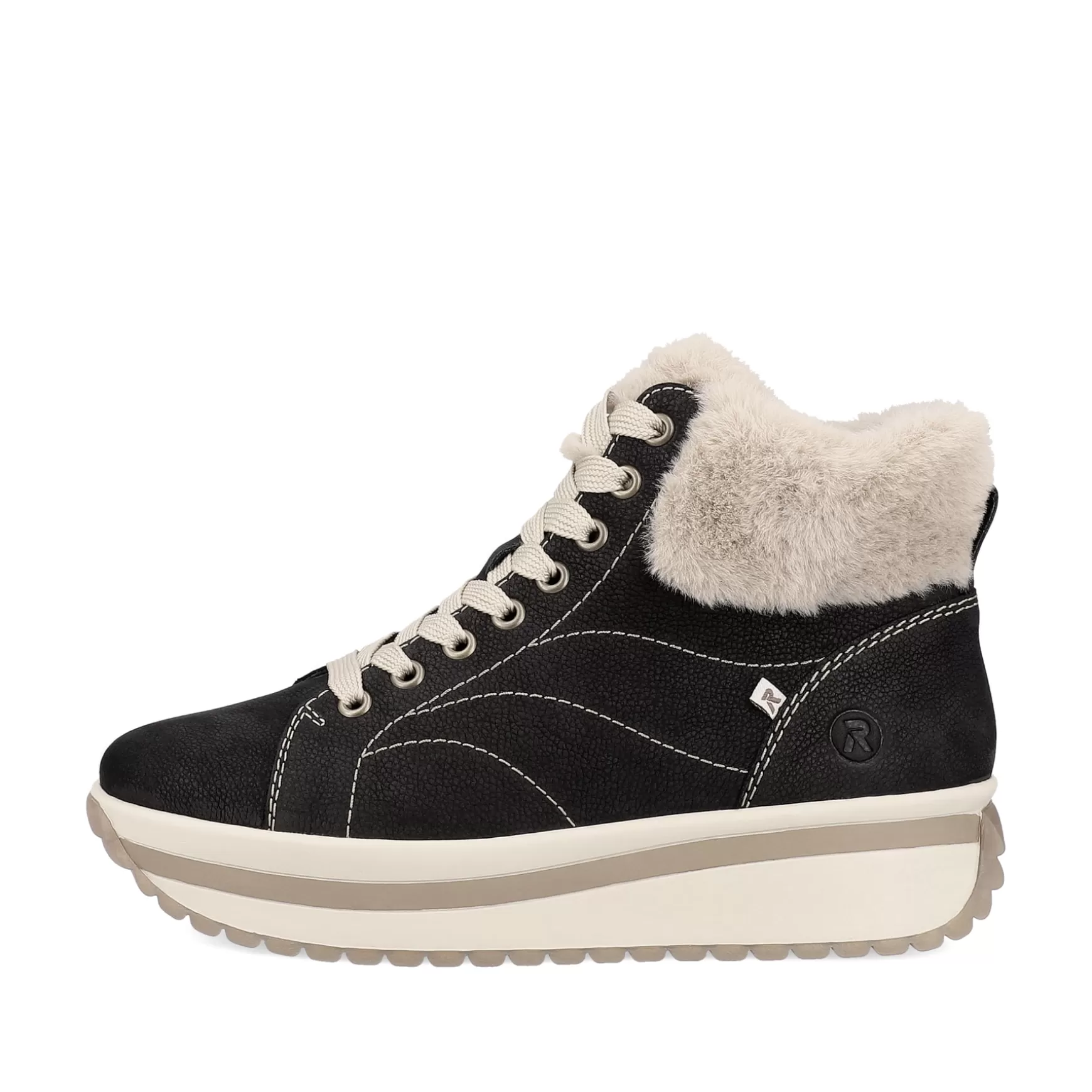 Women'S Sneaker High Night Black Cream Beige-Rieker Shop