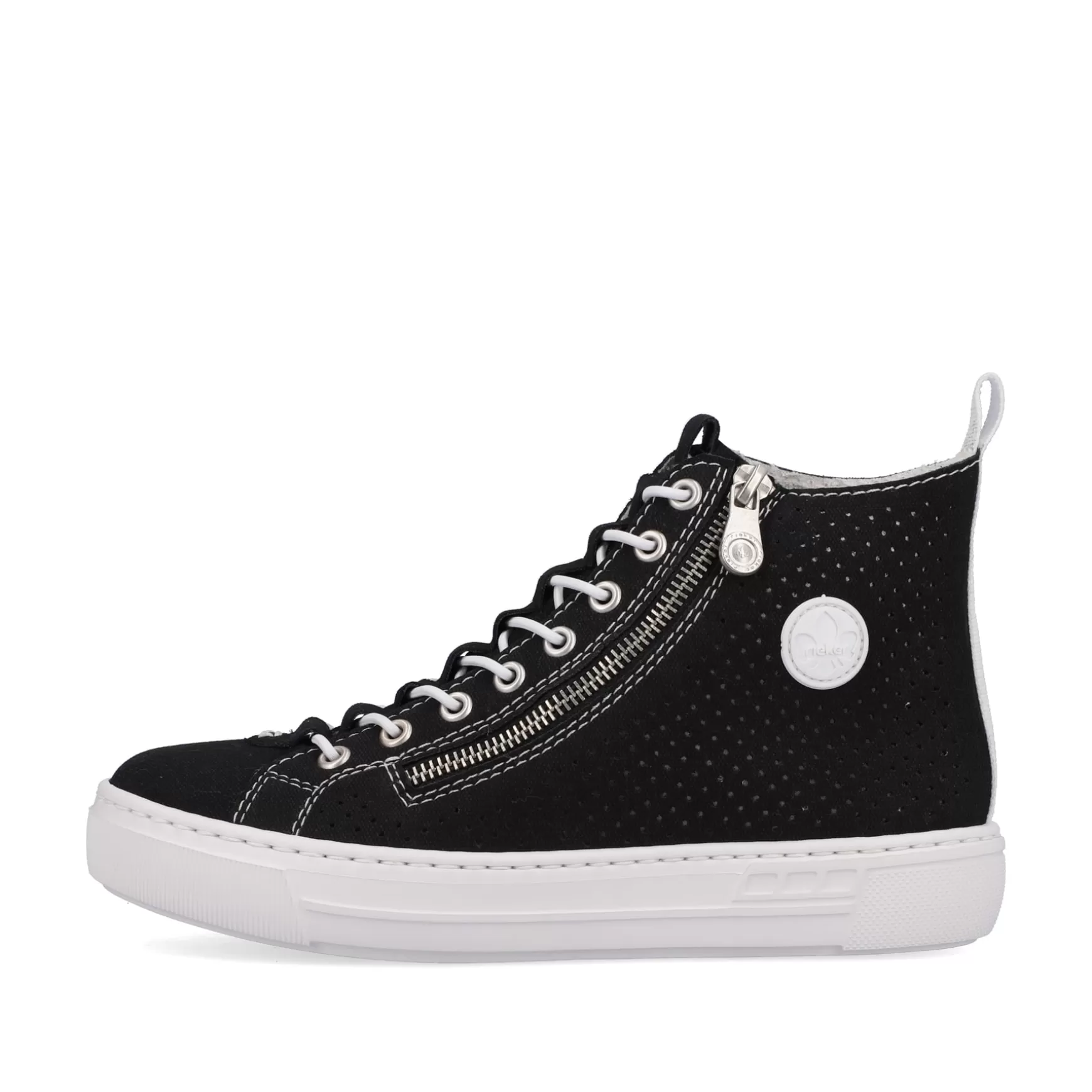 Women'S Sneaker High Night Black-Crystal White-Rieker Hot