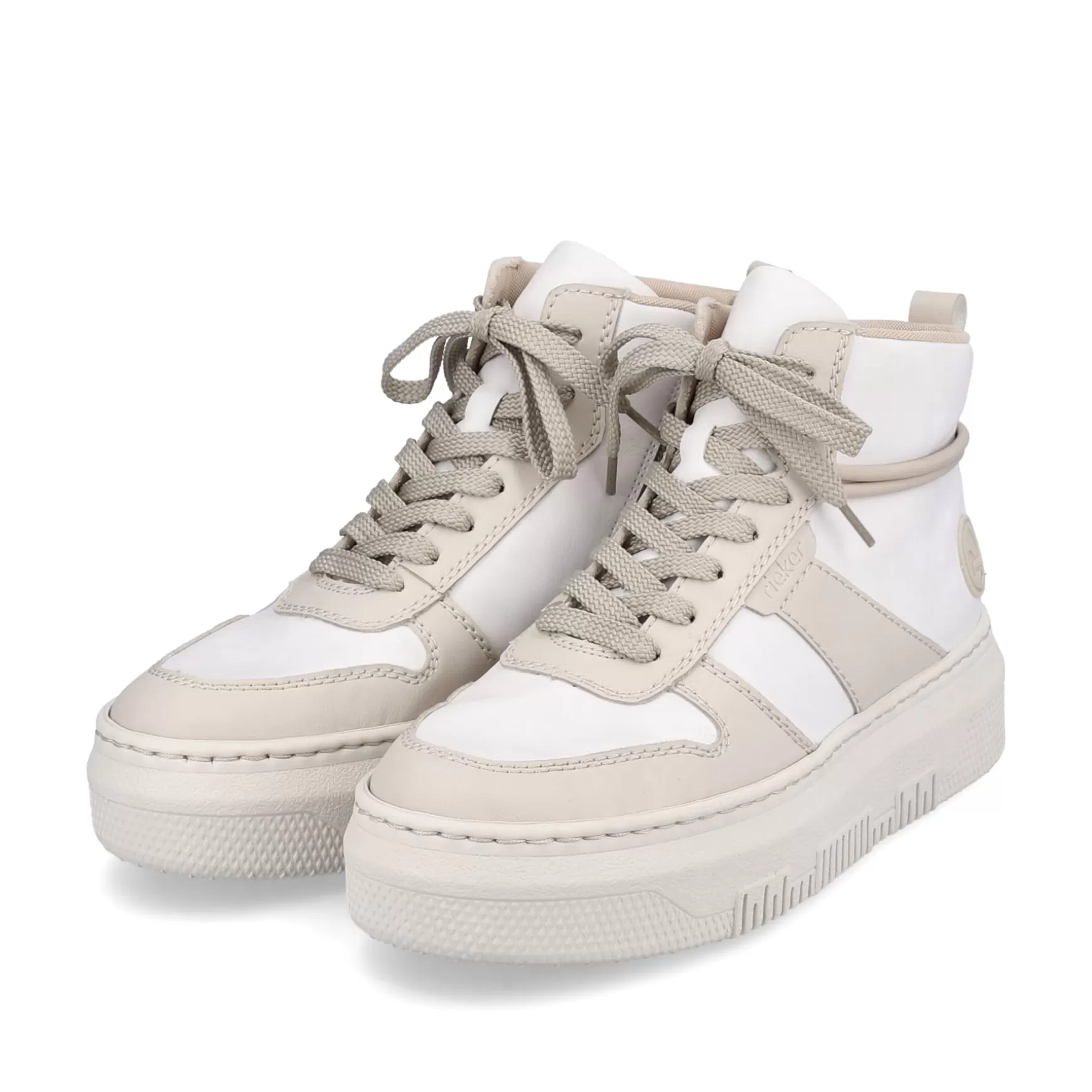 Women'S Sneaker High Swan White Beige-Rieker Best