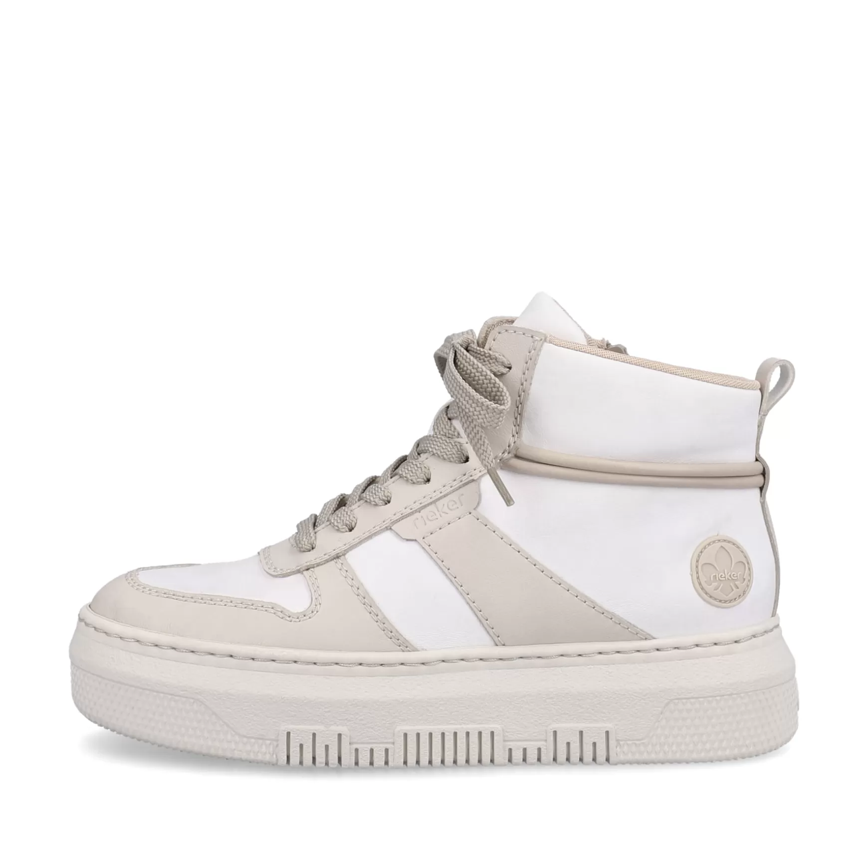 Women'S Sneaker High Swan White Beige-Rieker Best