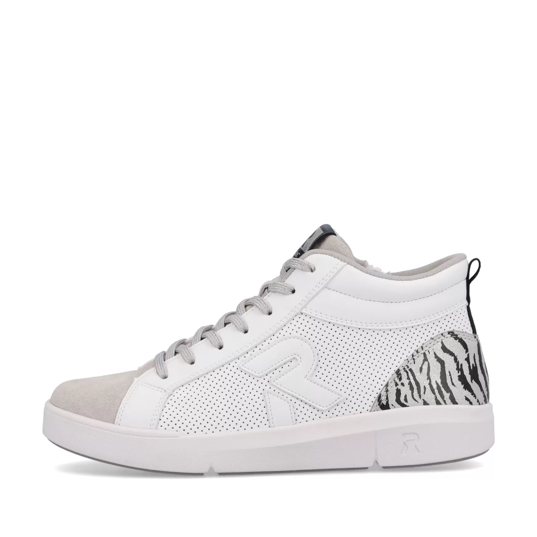 Women'S Sneaker High Swan-White Arctic-Grey Zebra-Rieker Discount