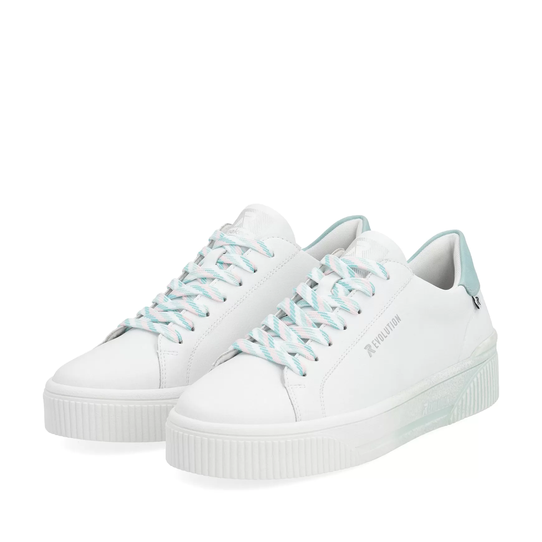 Women'S Sneaker Low Crystal-White Light-Aqua-Rieker Cheap