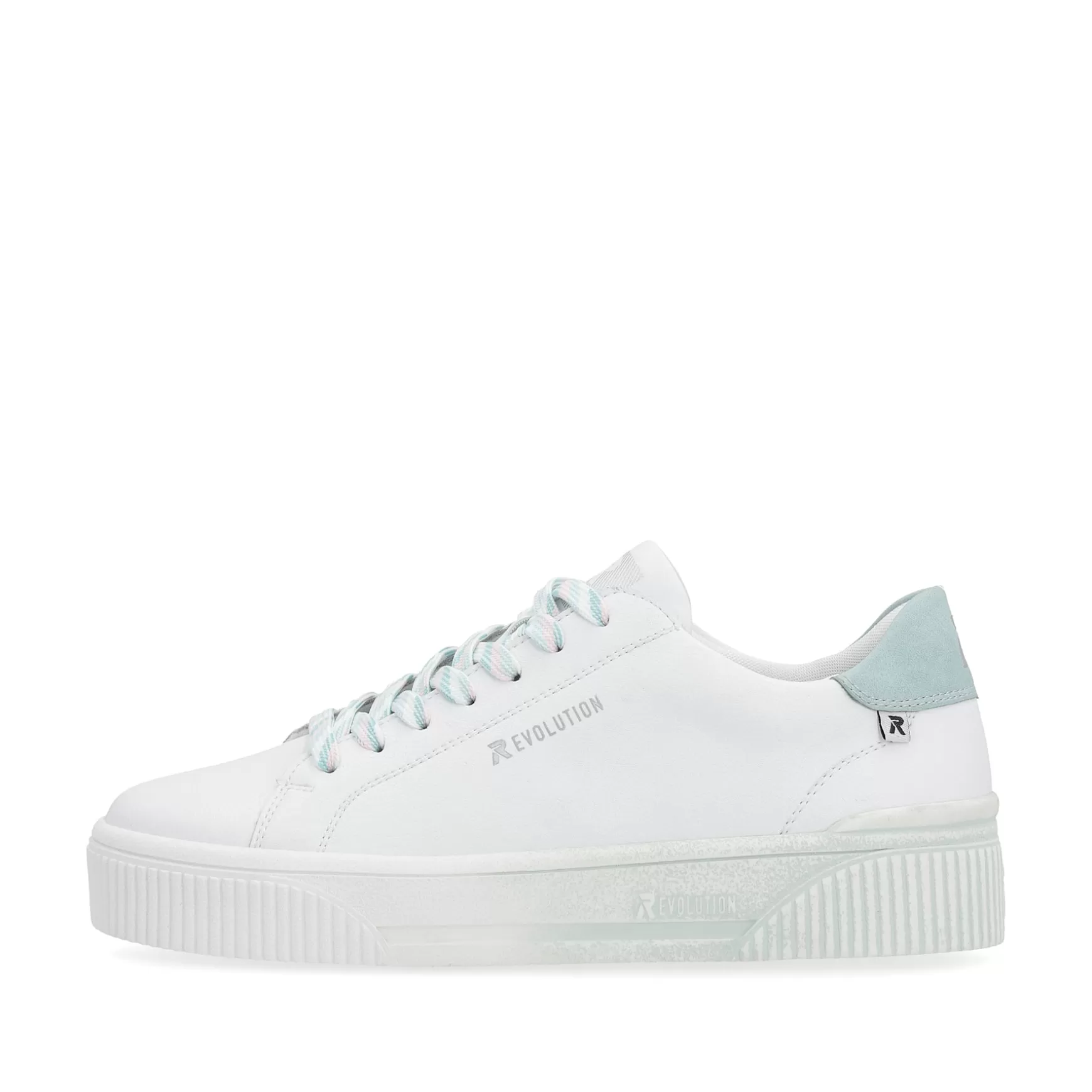 Women'S Sneaker Low Crystal-White Light-Aqua-Rieker Cheap