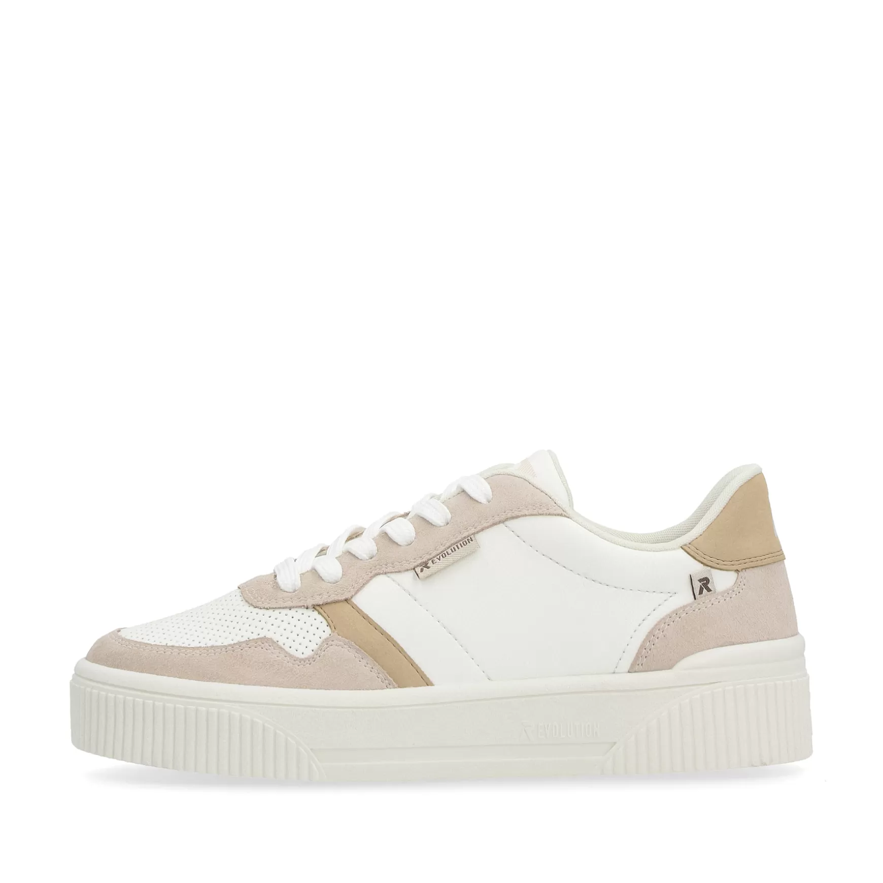 Women'S Sneaker Low Crystal-White Sand-Beige-Rieker Flash Sale