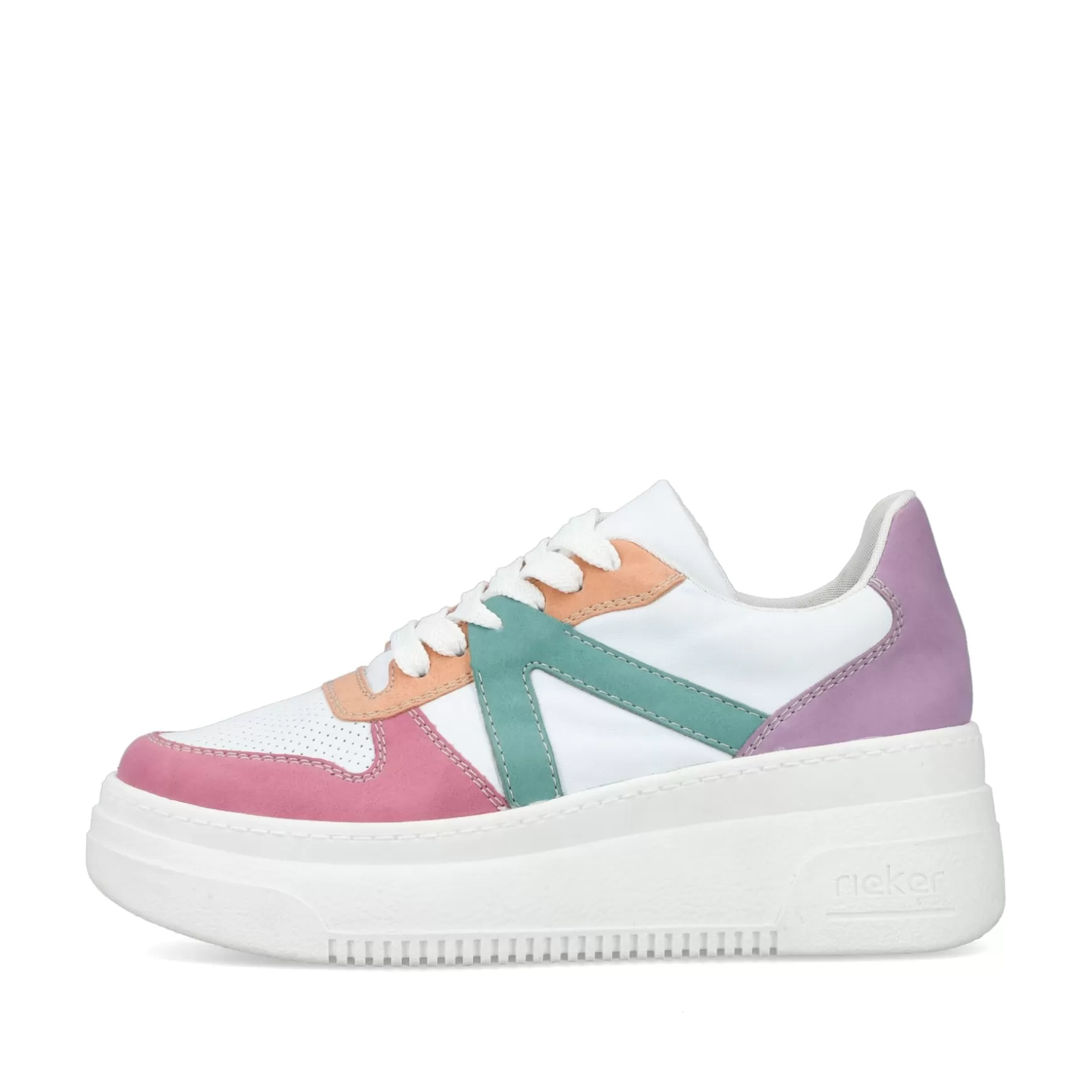 Women'S Sneaker Low Ice White-Multicolored-Rieker Flash Sale