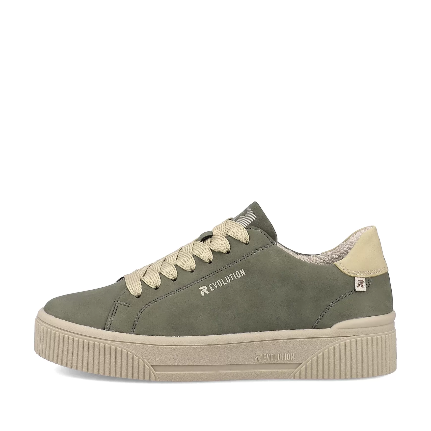 Women'S Sneaker Low Khaki-Green Cream-Beige-Rieker Online